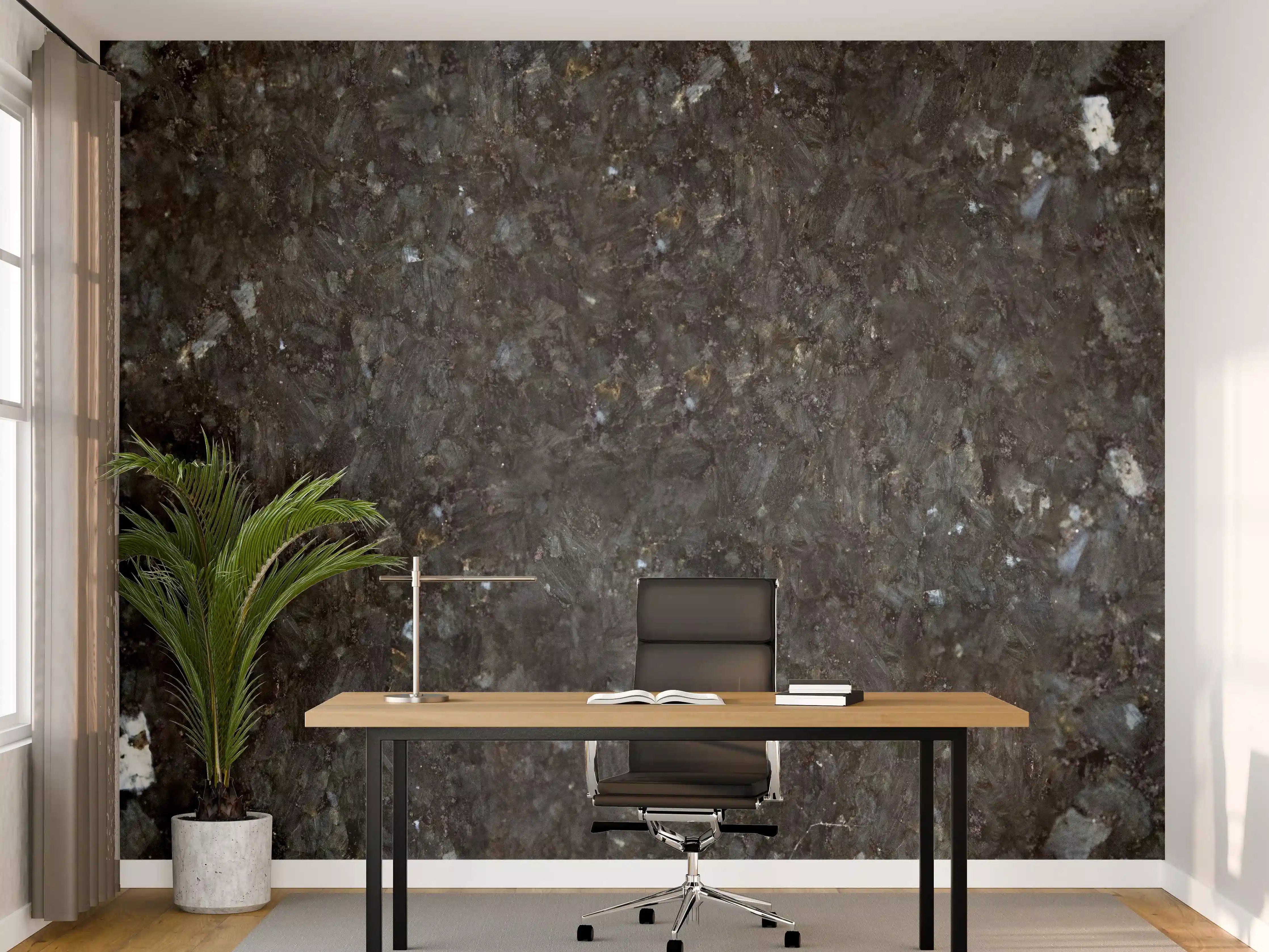 Büro Wandgestaltung - Schwarze Granitwand