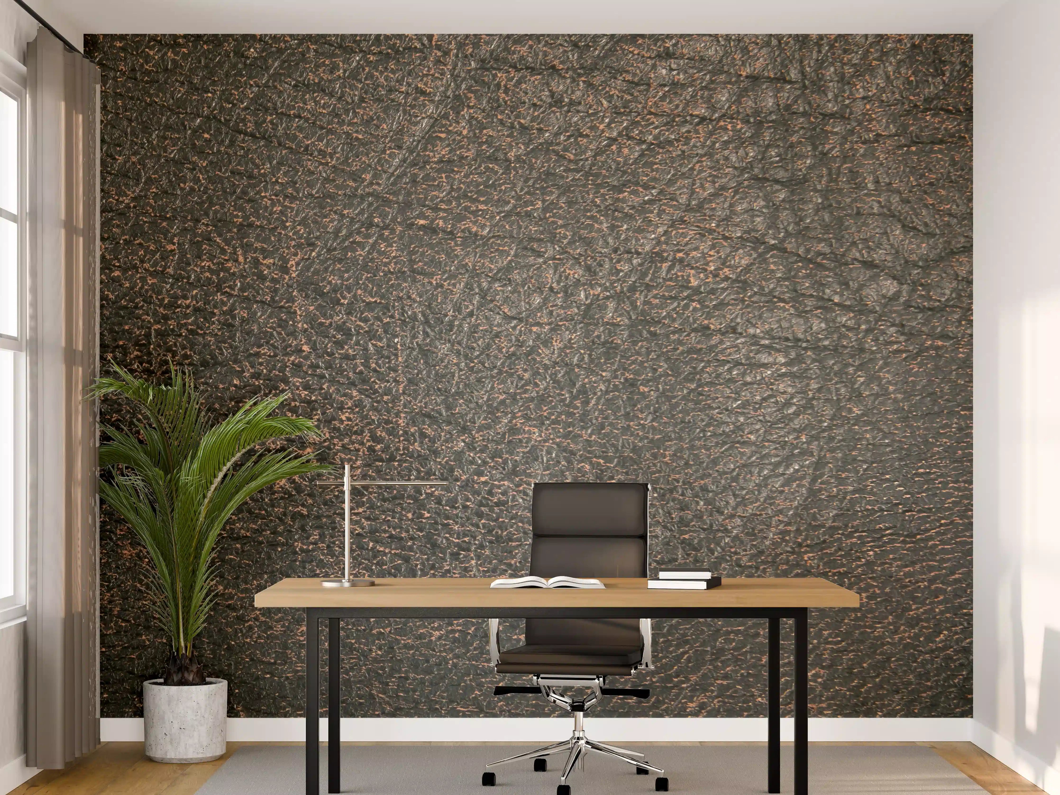 Büro Wandgestaltung - Schwarze Holzmaserung mit rustikalem Charakter