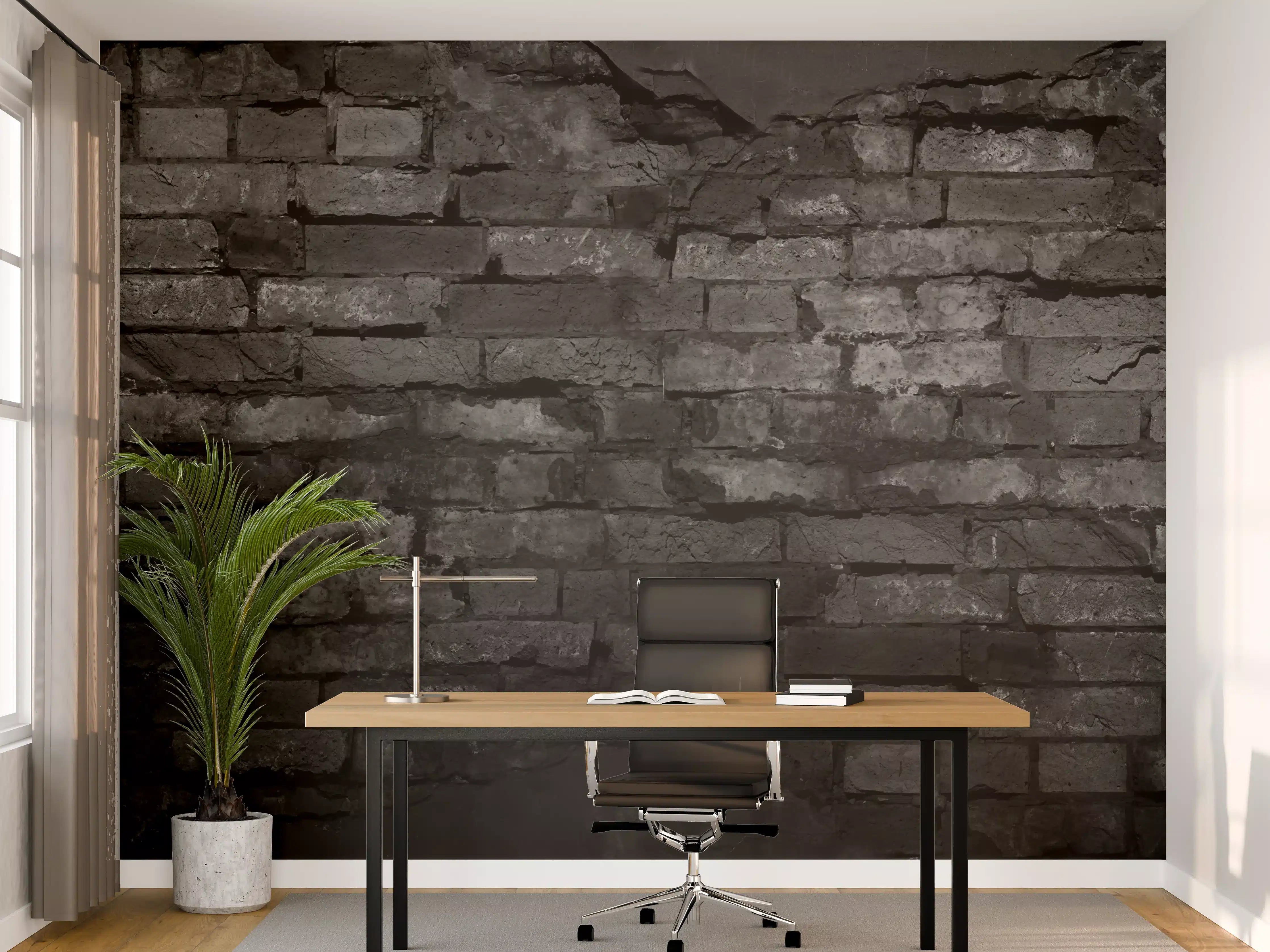 Büro Wandgestaltung - Schwarze alte Backsteinmauer