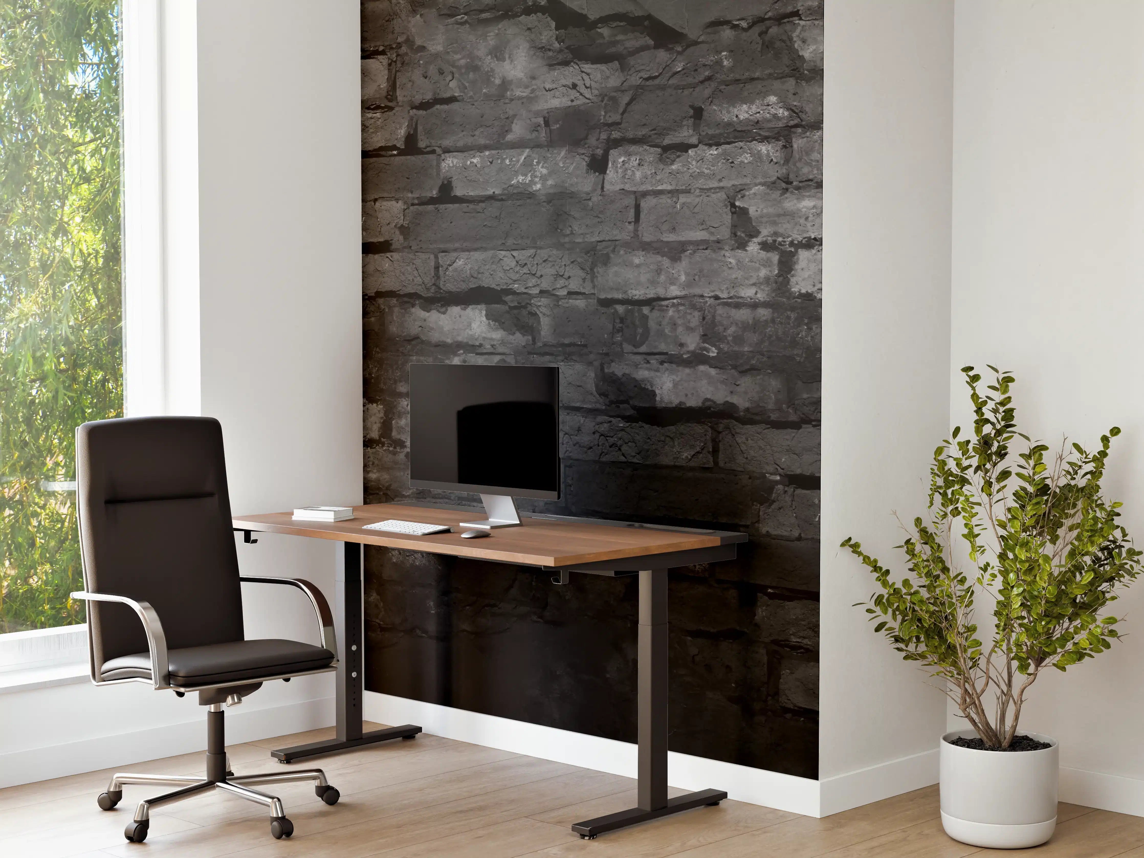 Büro Wandgestaltung - Schwarze alte Backsteinmauer