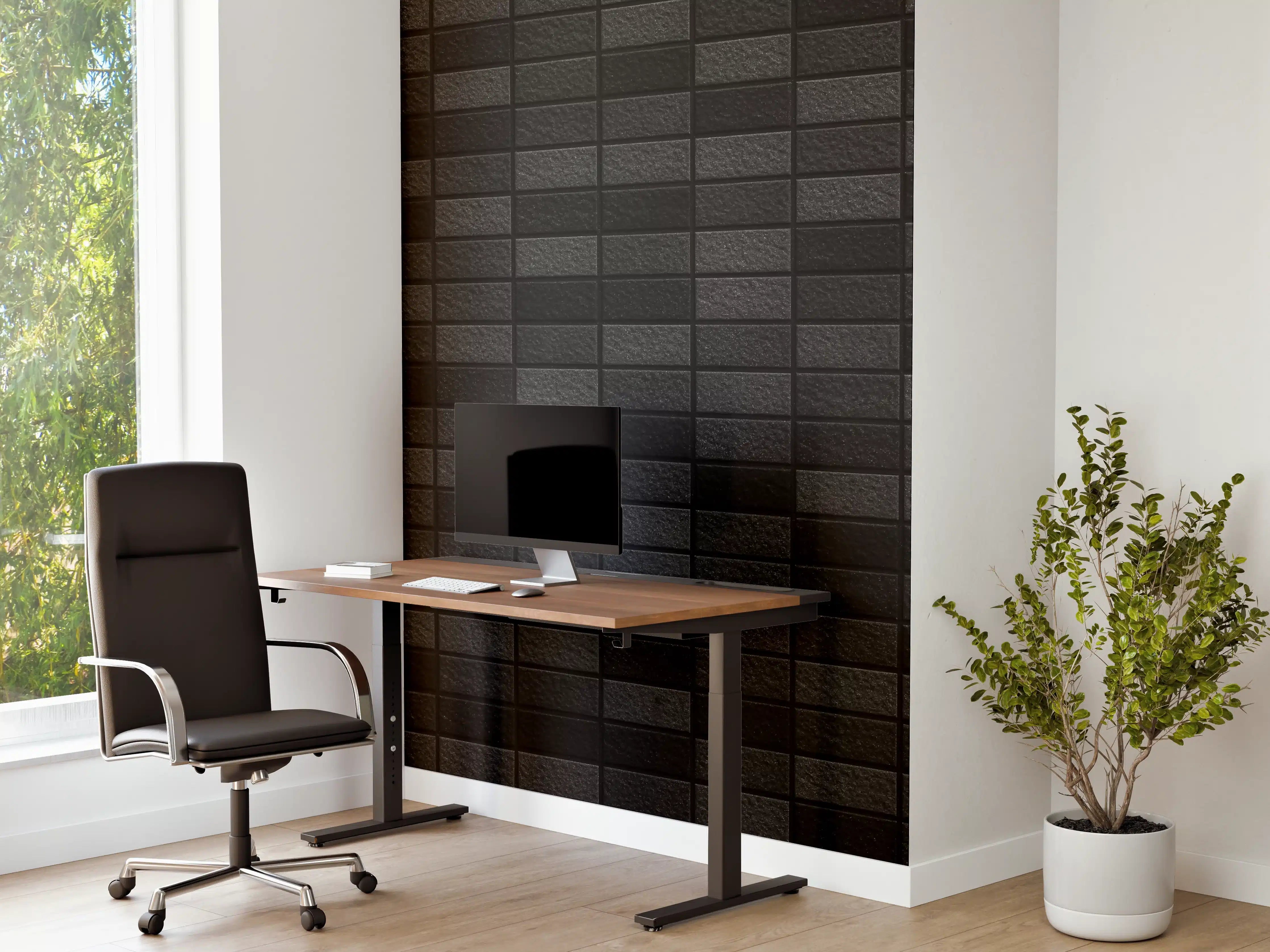 Büro Wandgestaltung - Schwarze edle Steinfliesen Hintergrund