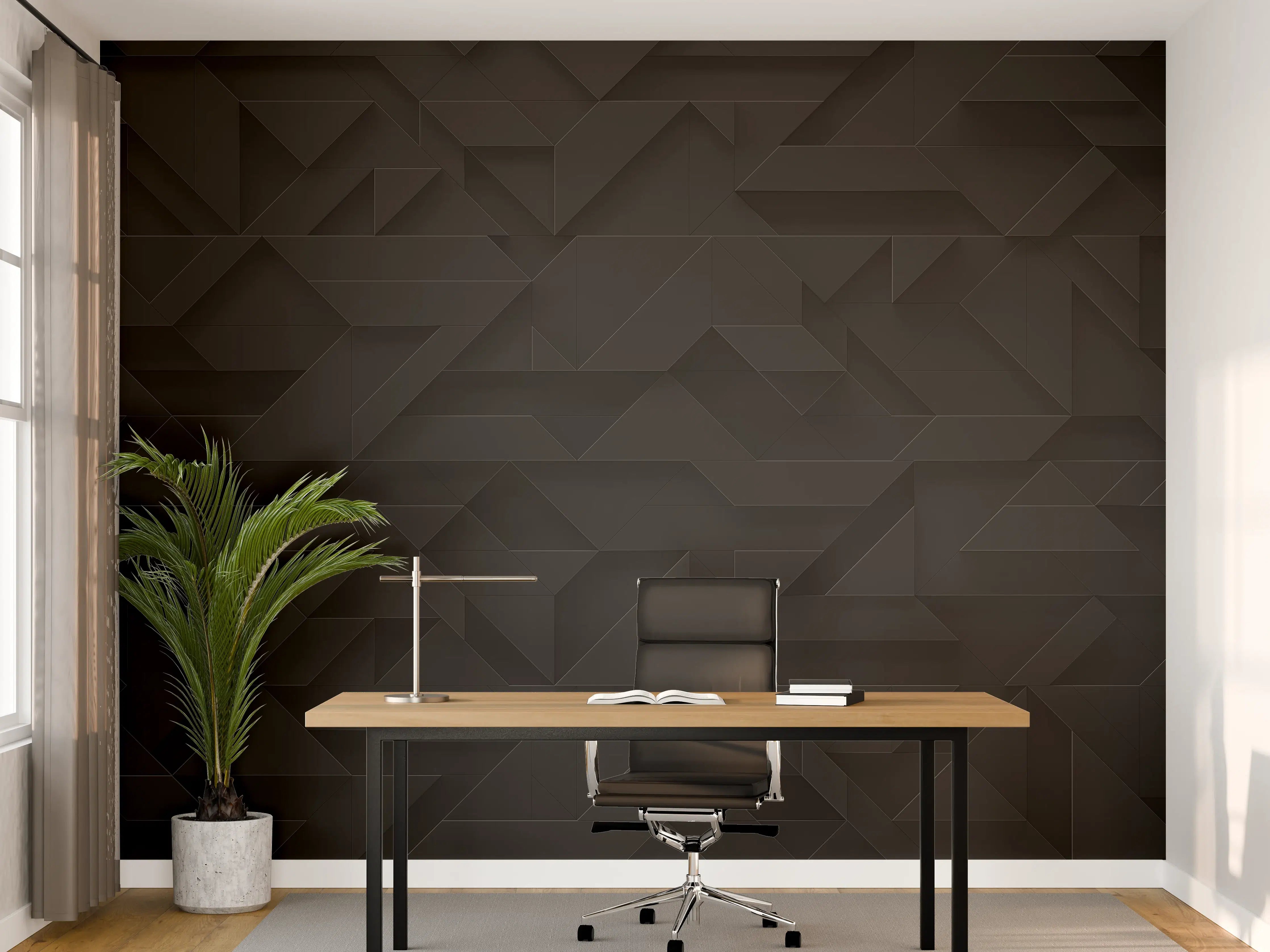 Büro Wandgestaltung - Schwarze futuristische Wand - 3D