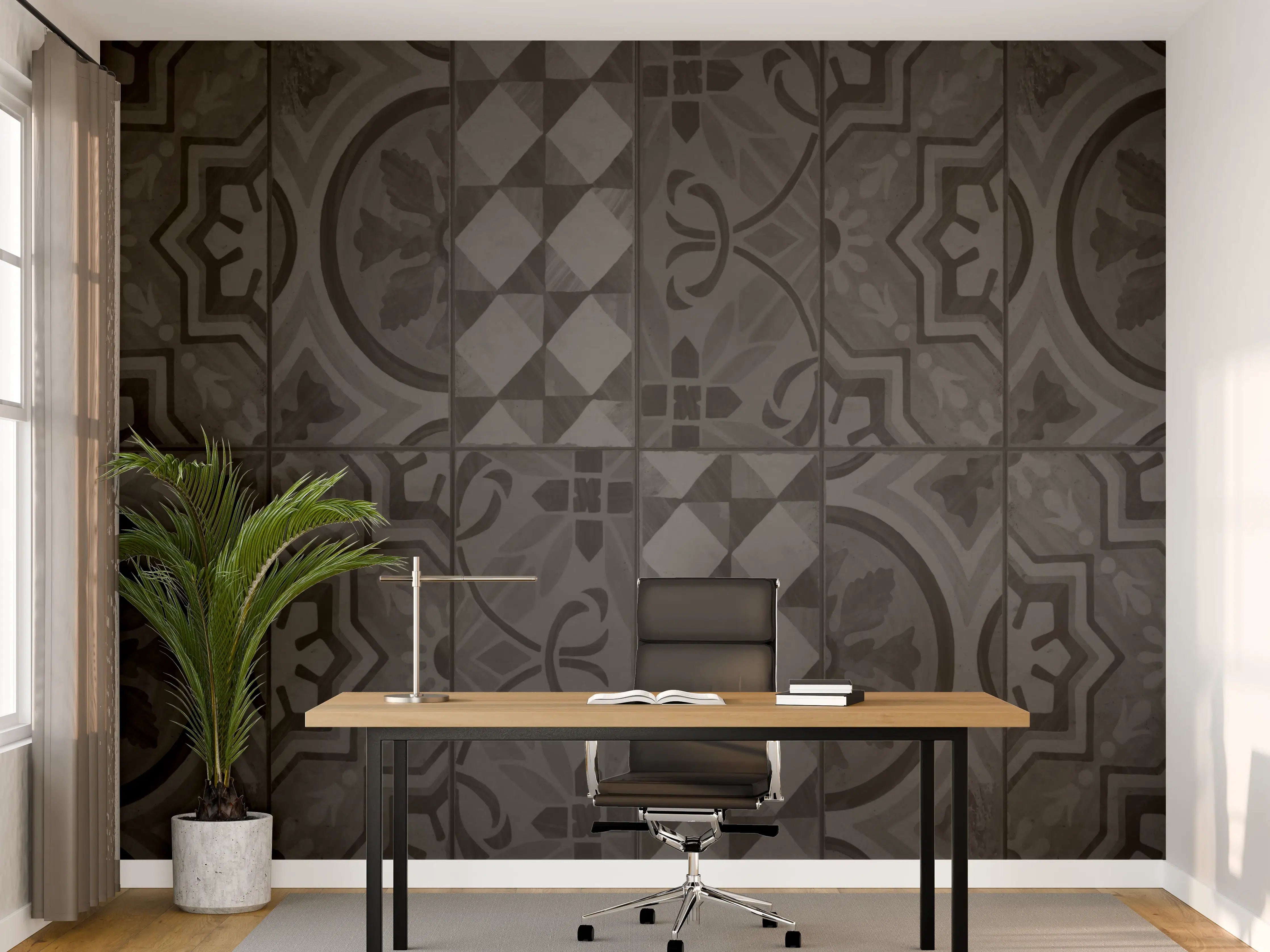 Büro Wandgestaltung - Schwarze geometrisch rechteckige Fliesen