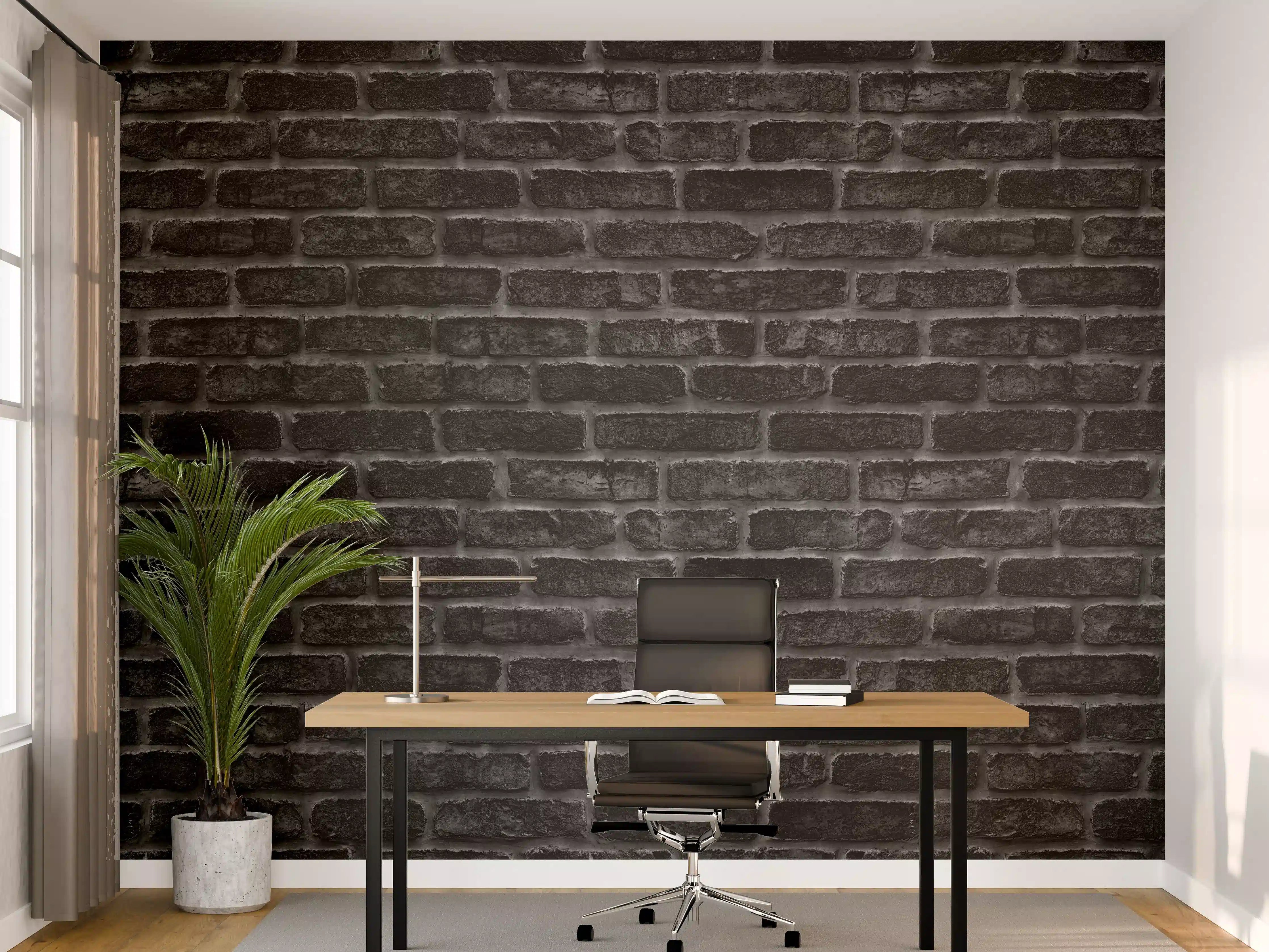 Büro Wandgestaltung - Schwarze schlichte Ziegelwand