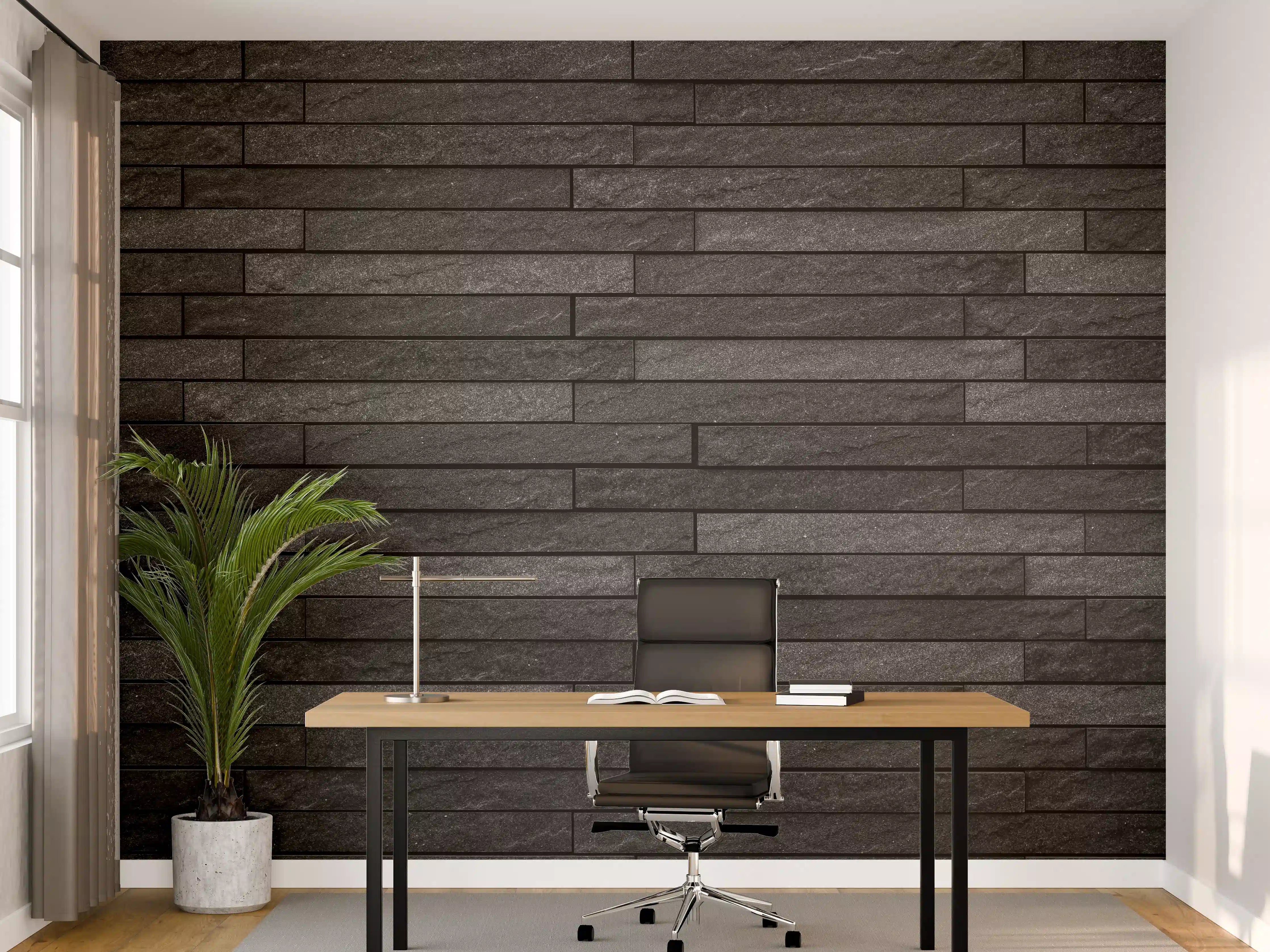 Büro Wandgestaltung - Schwarze stilvolle Backsteinmauer