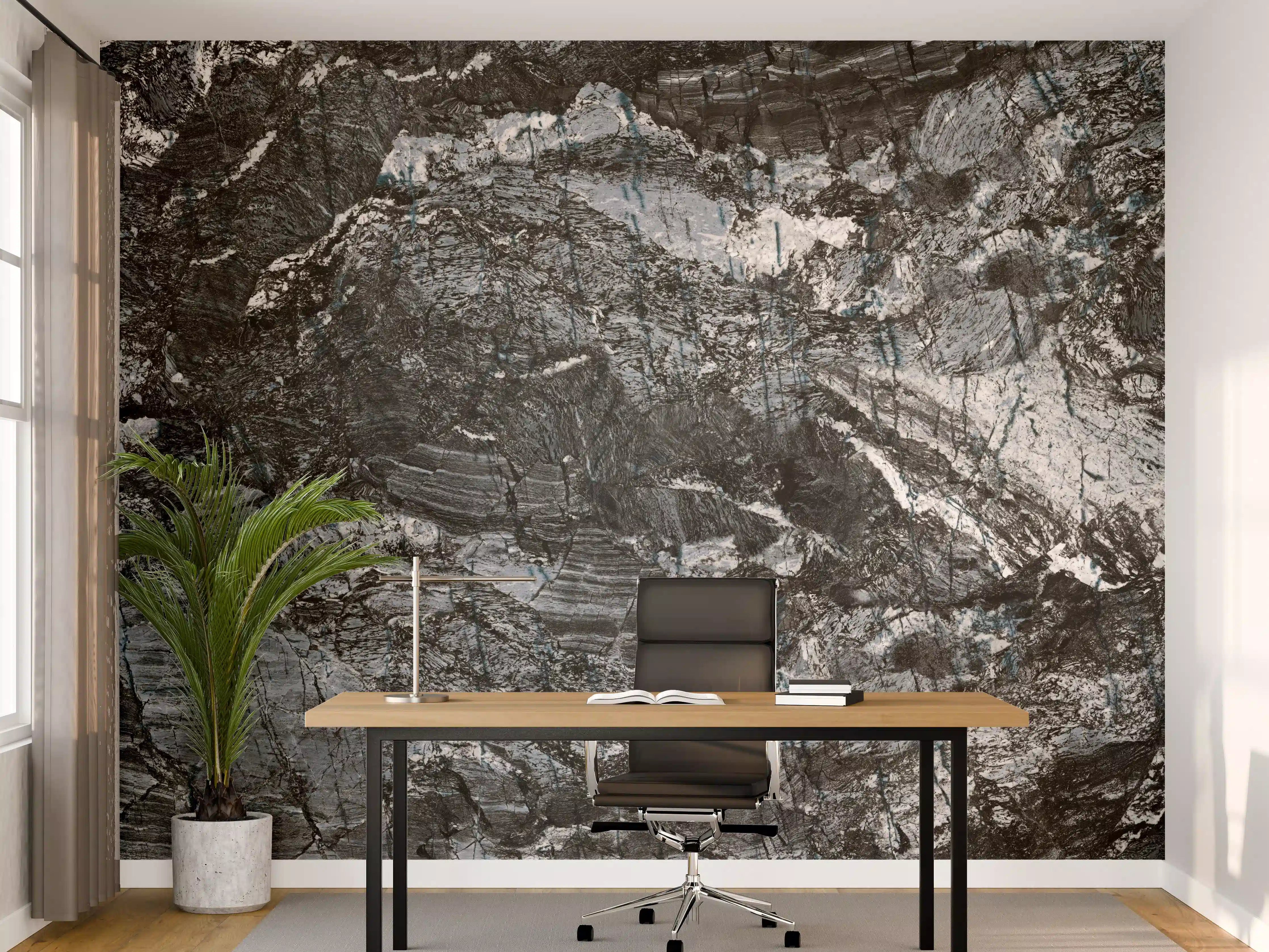 Büro Wandgestaltung - Schwarzer Marmor - Natur