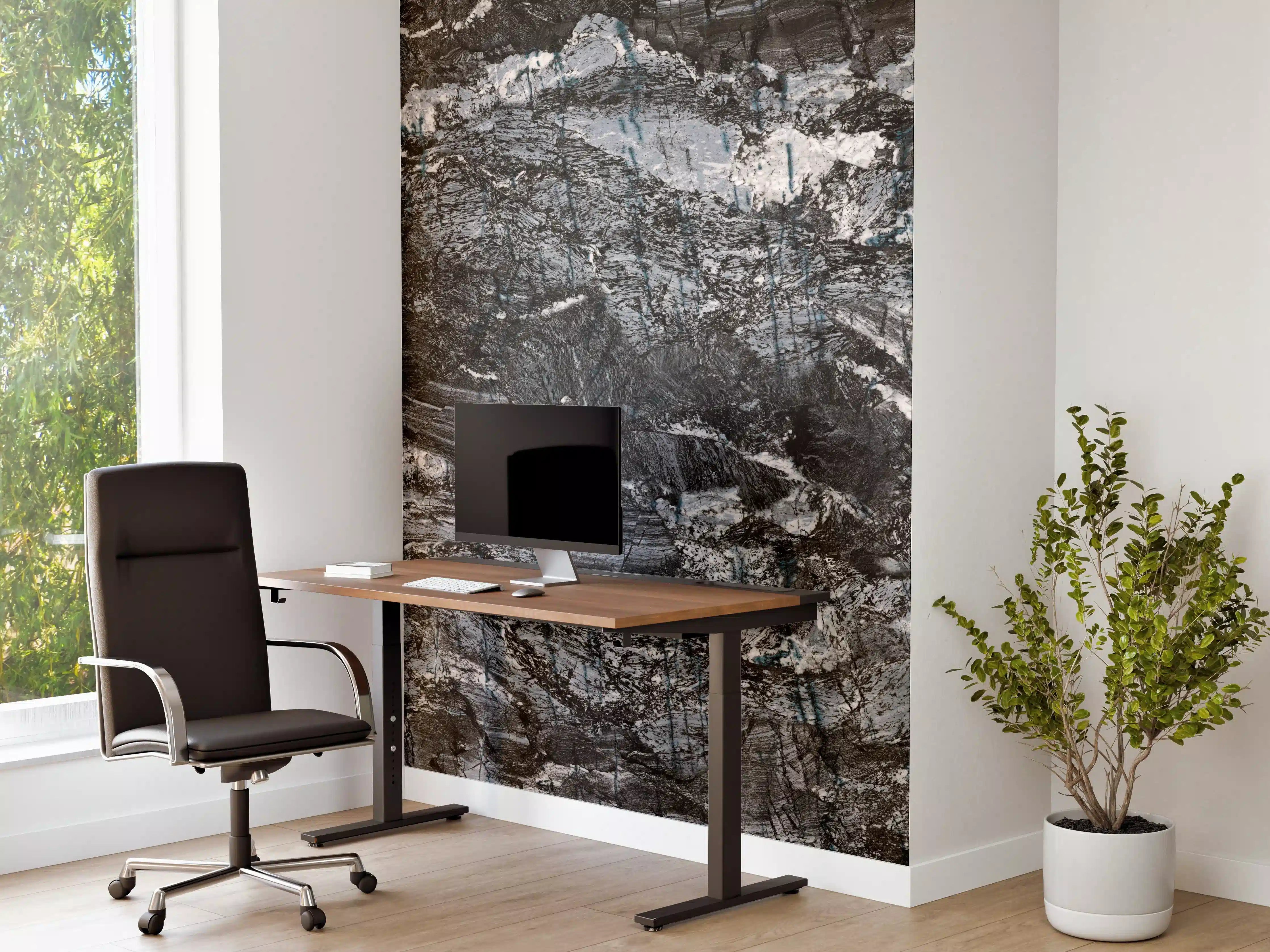 Büro Wandgestaltung - Schwarzer Marmor - Natur