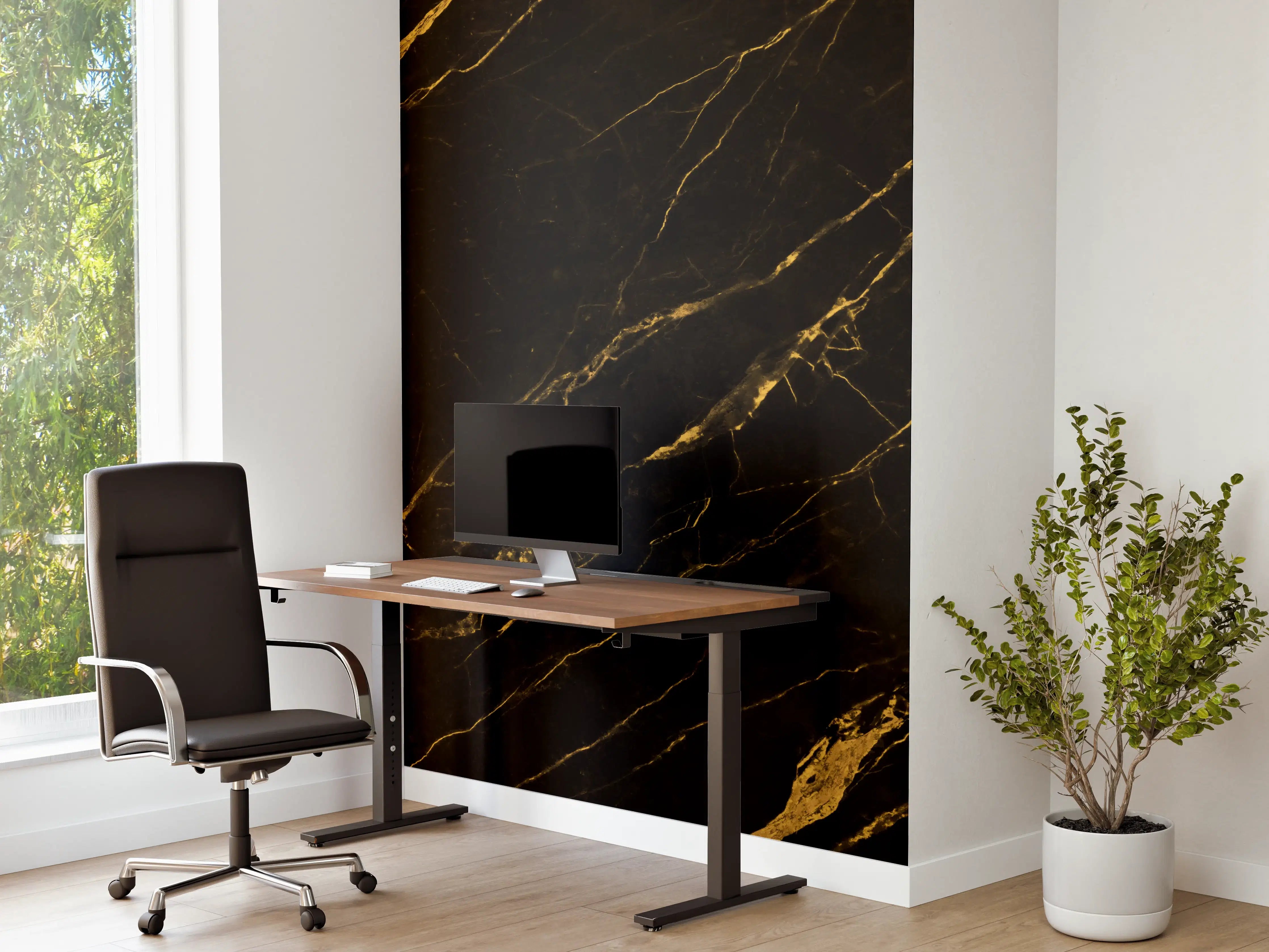 Büro Wandgestaltung - Schwarzer Marmorhintergrund mit gelben Adern