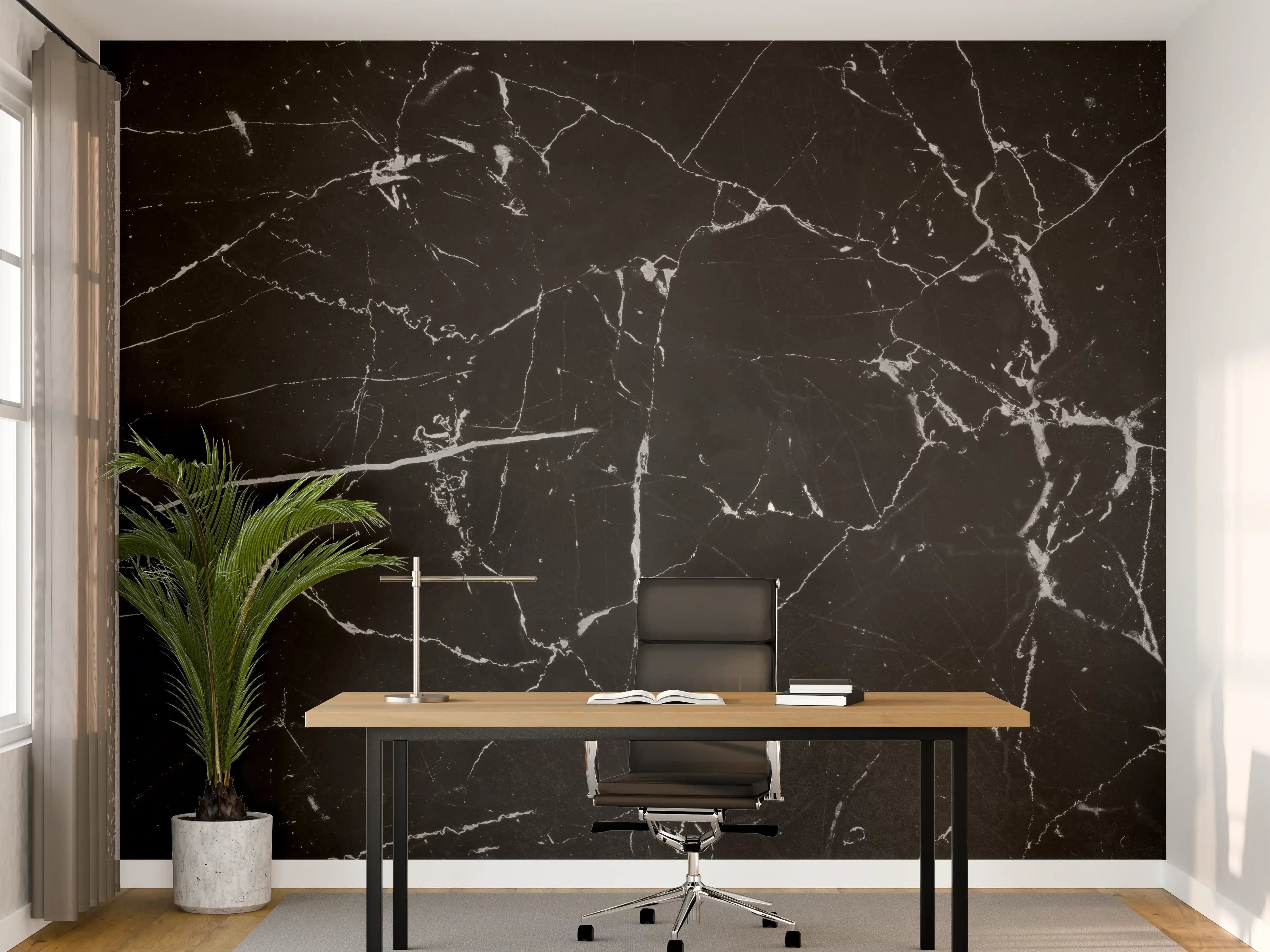 Büro Wandgestaltung - Schwarzer portoro Marmor