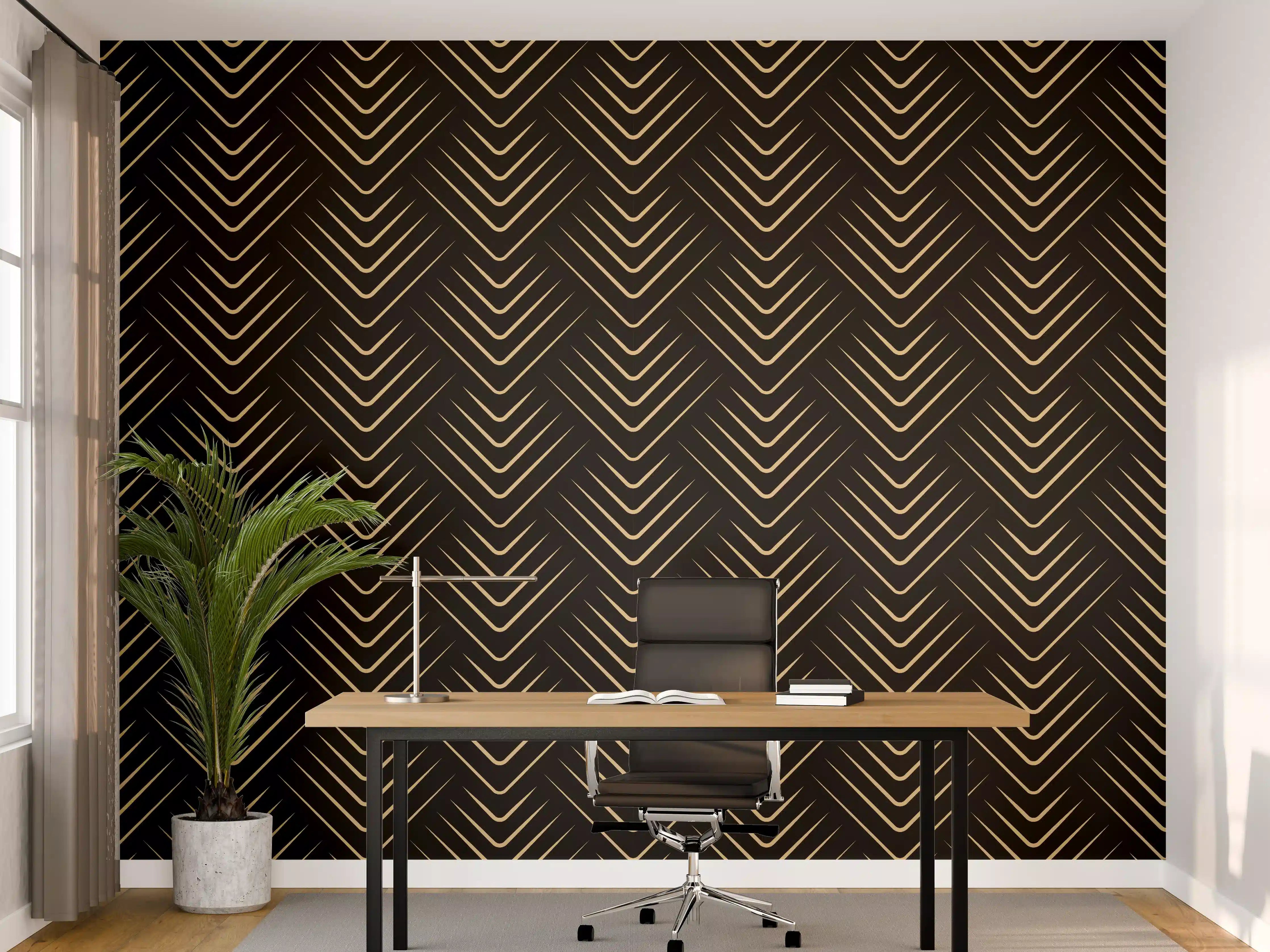 Büro Wandgestaltung - Schwarzes Zickzack-Linienmuster