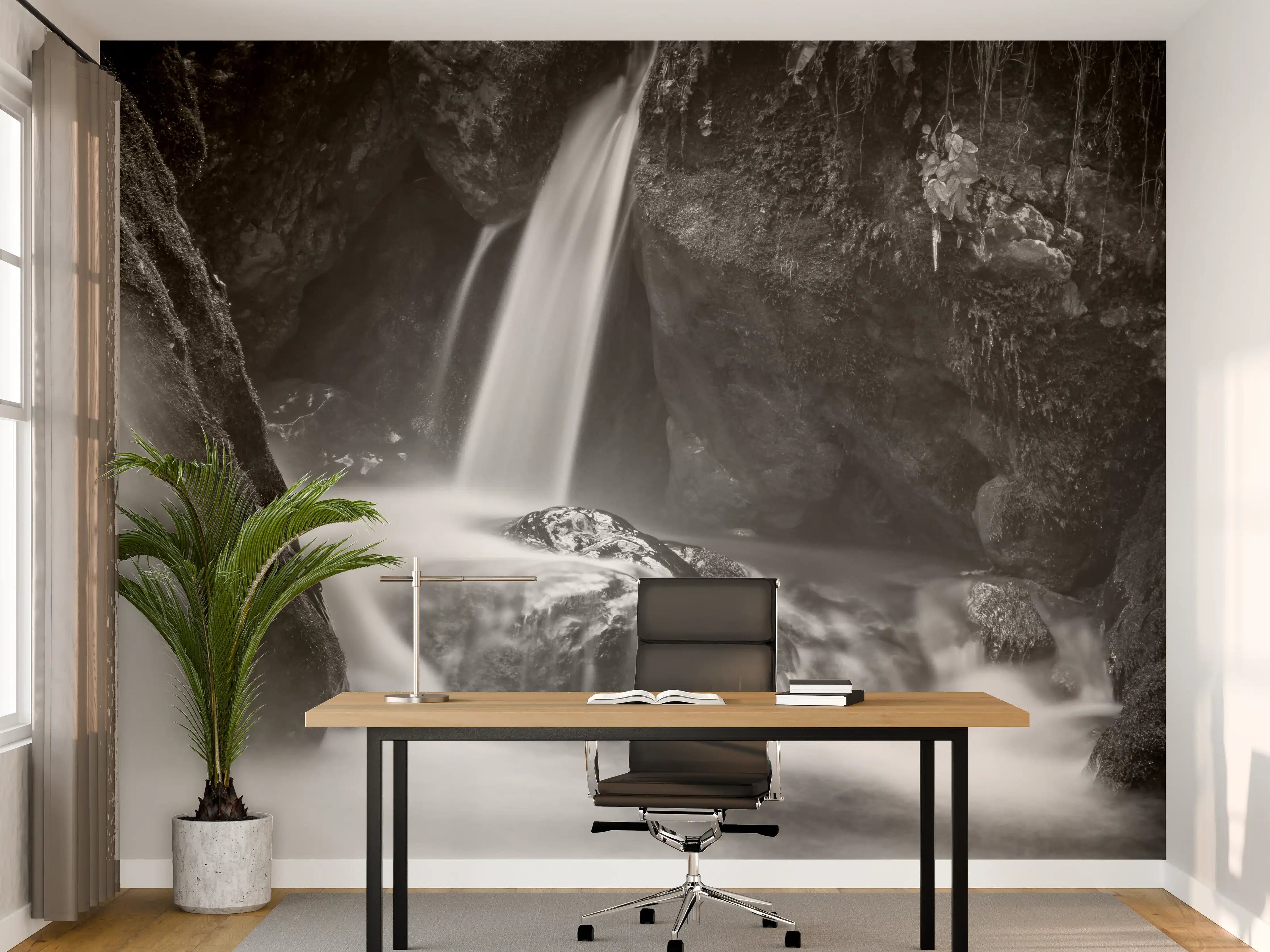 Büro Wandgestaltung - Schwarzweißer Wasserfall