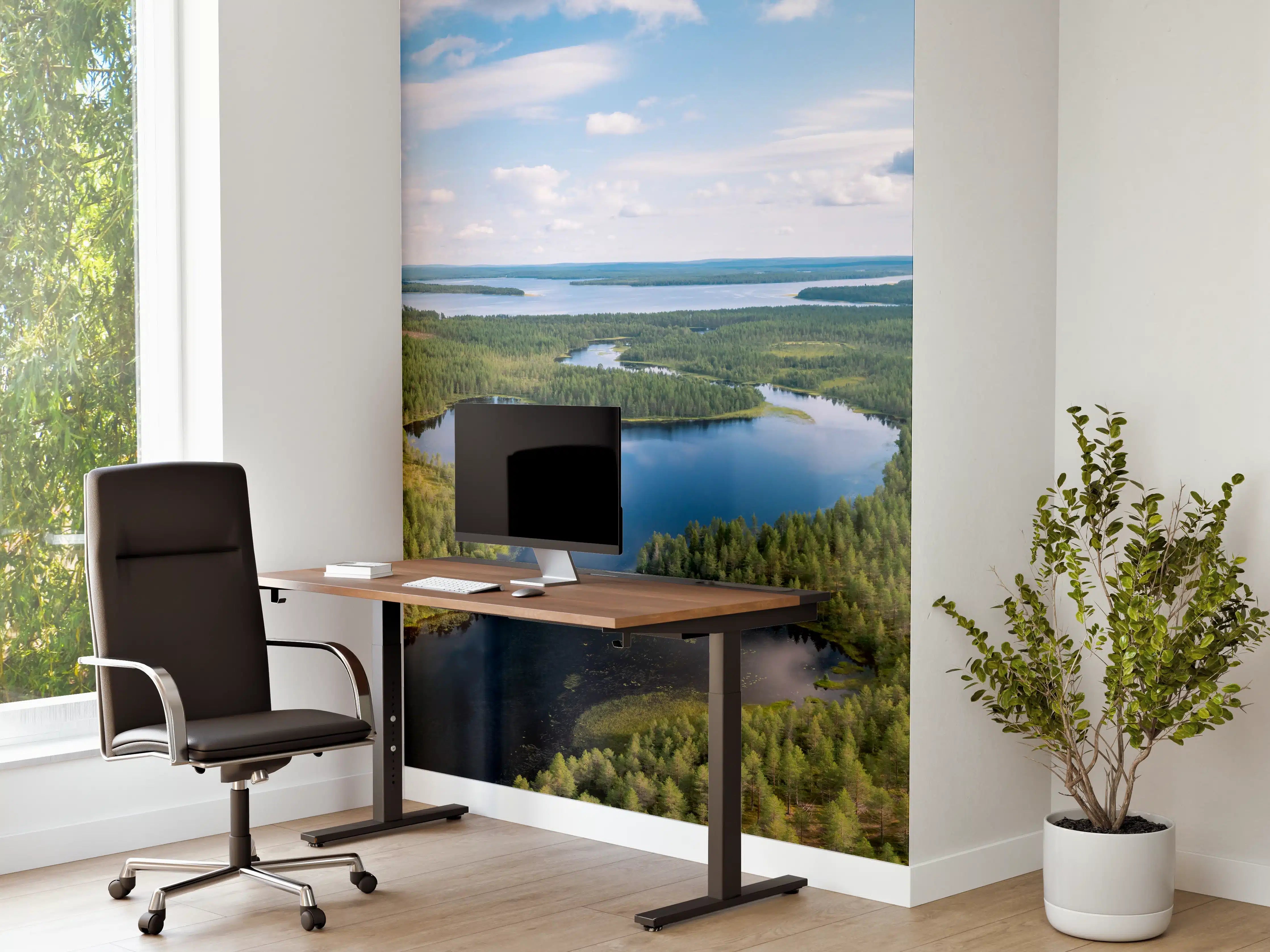 Büro Wandgestaltung - Schwedische Seenlandschaft Luftaufnahme