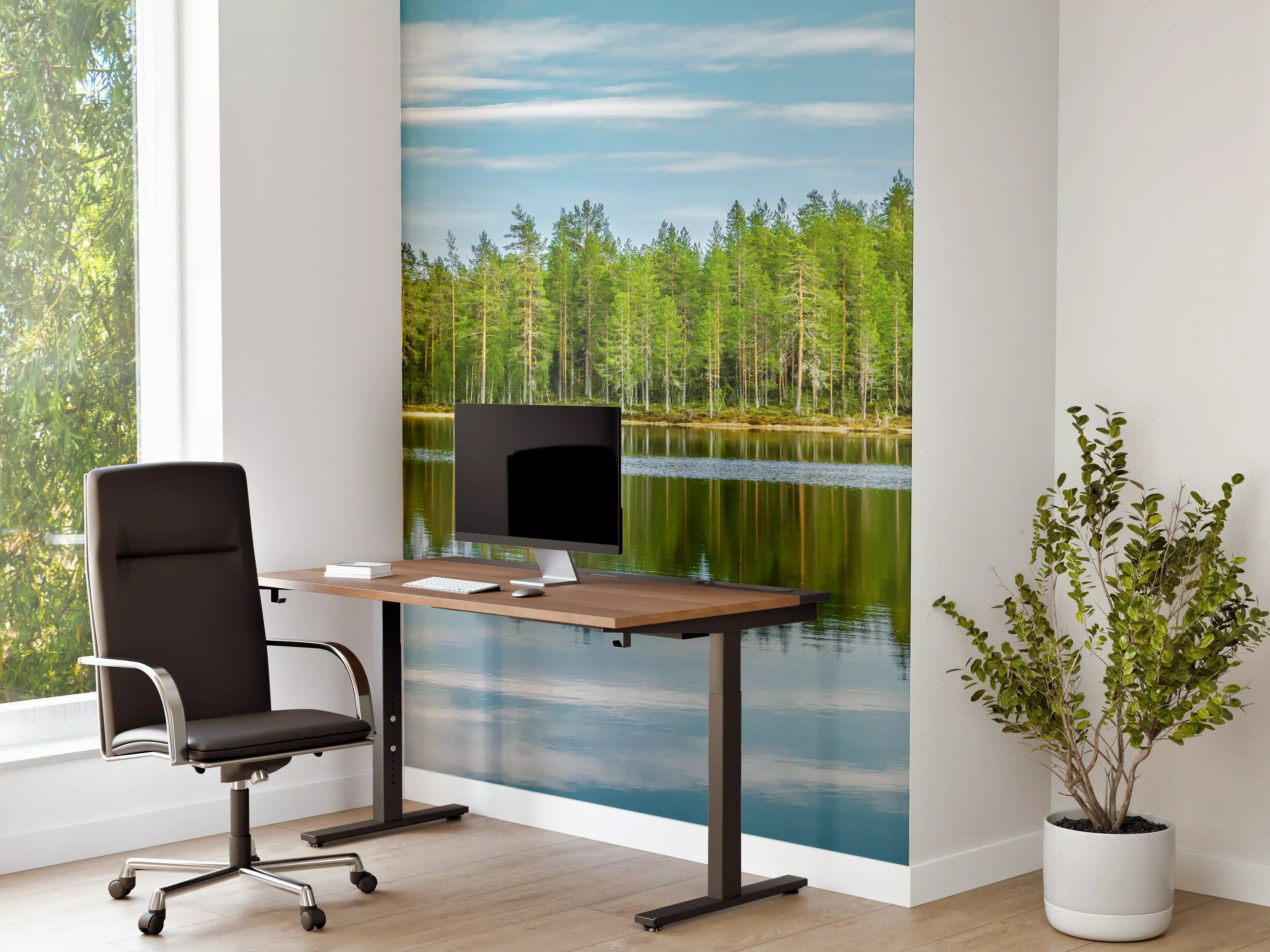 Büro Wandgestaltung - Schwedisches See-Panorama Grün-Blau