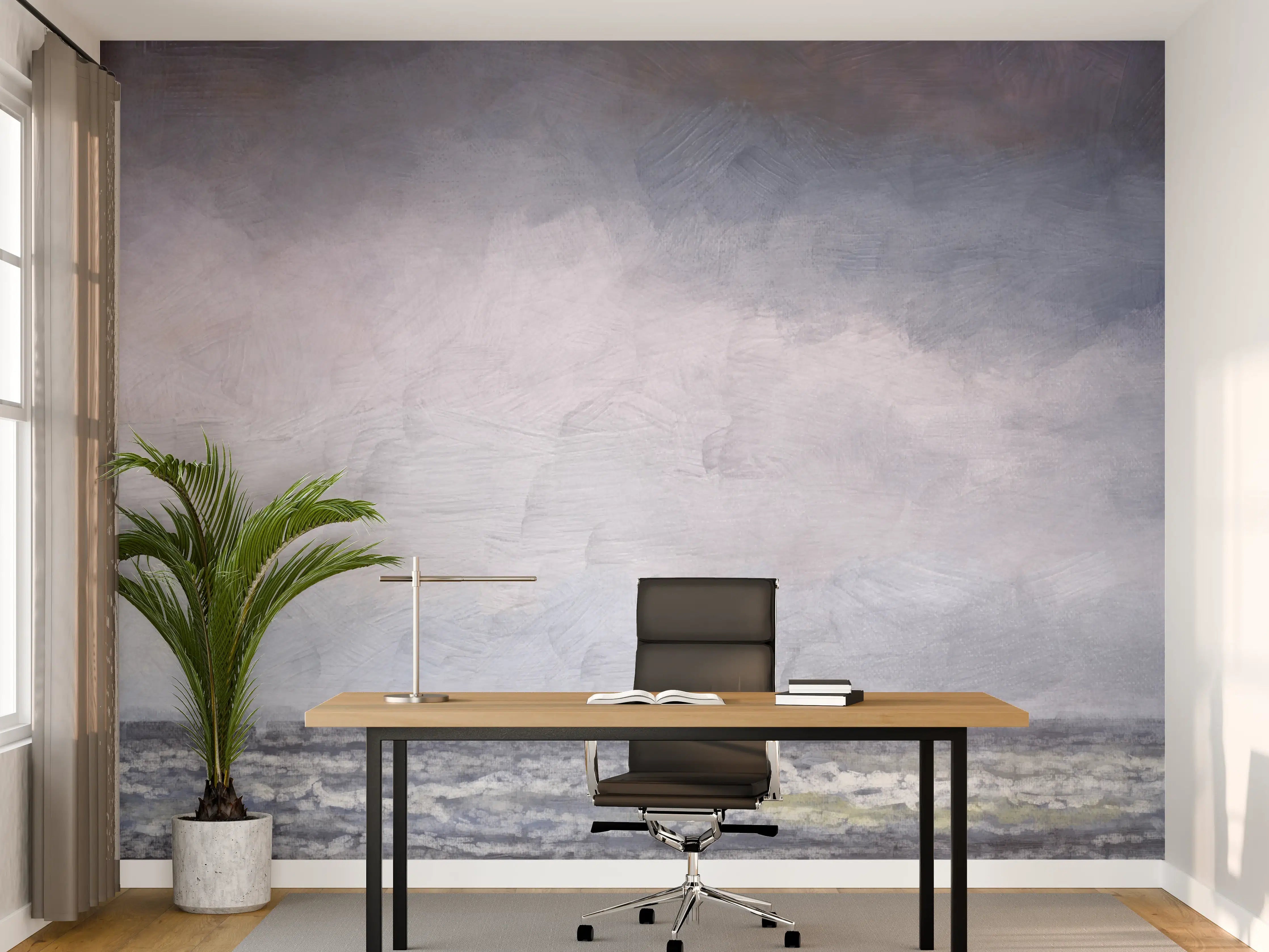 Büro Wandgestaltung - Seezug Aschgrauer Himmel und Wasser