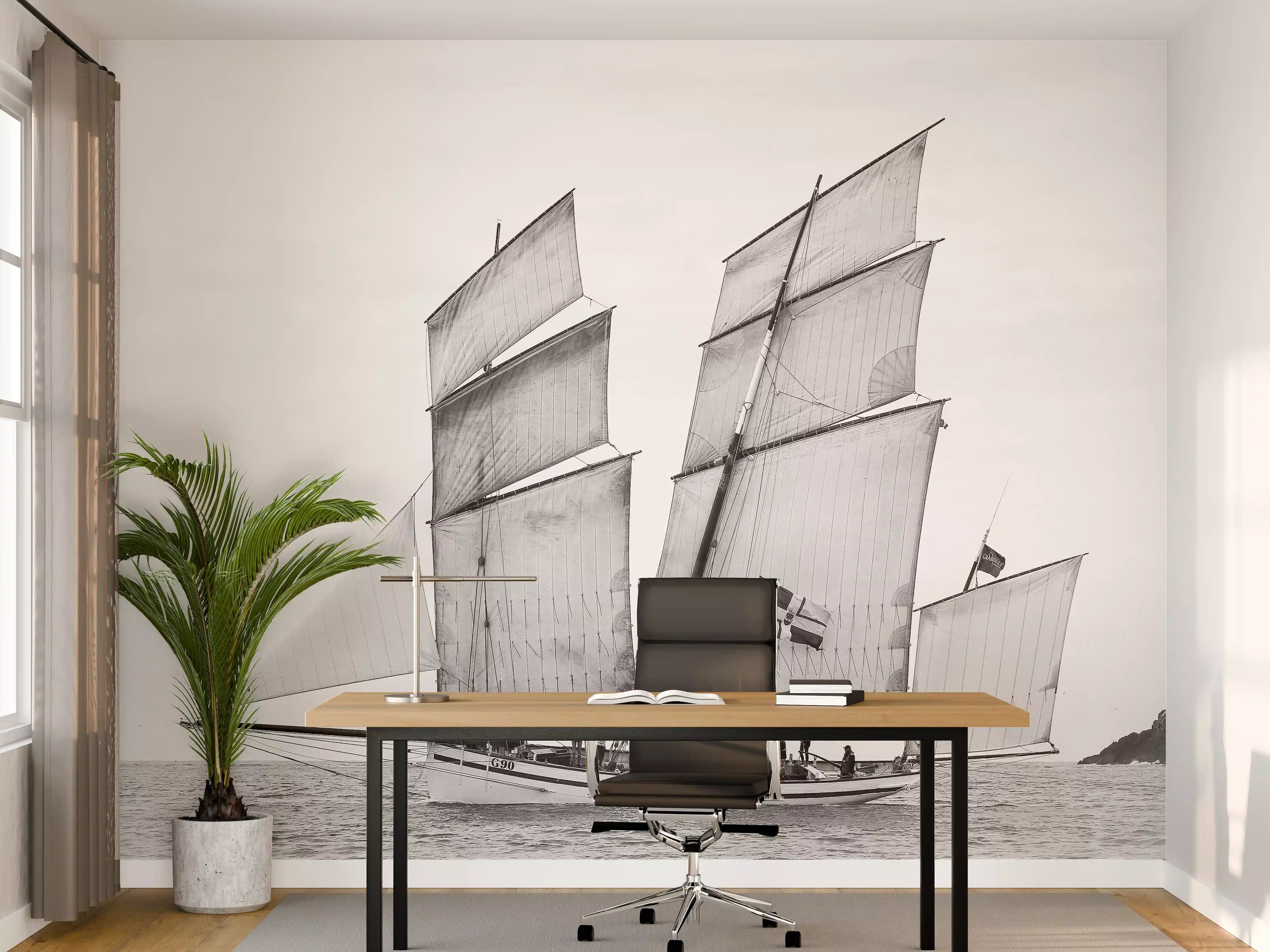 Büro Wandgestaltung - Segelboot auf dem Meer