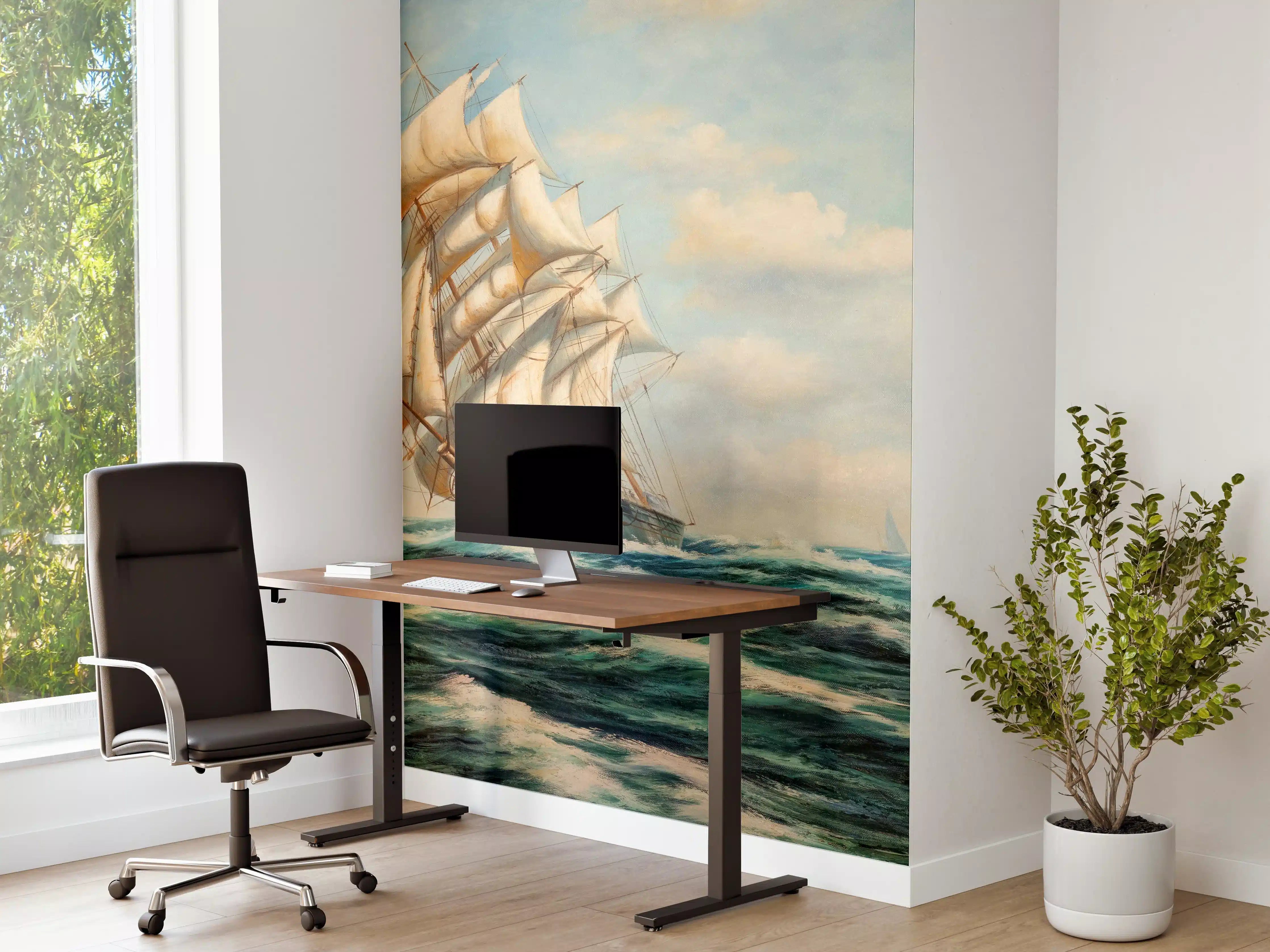 Büro Wandgestaltung - Segelschiff auf hoher See - Ölgemälde 