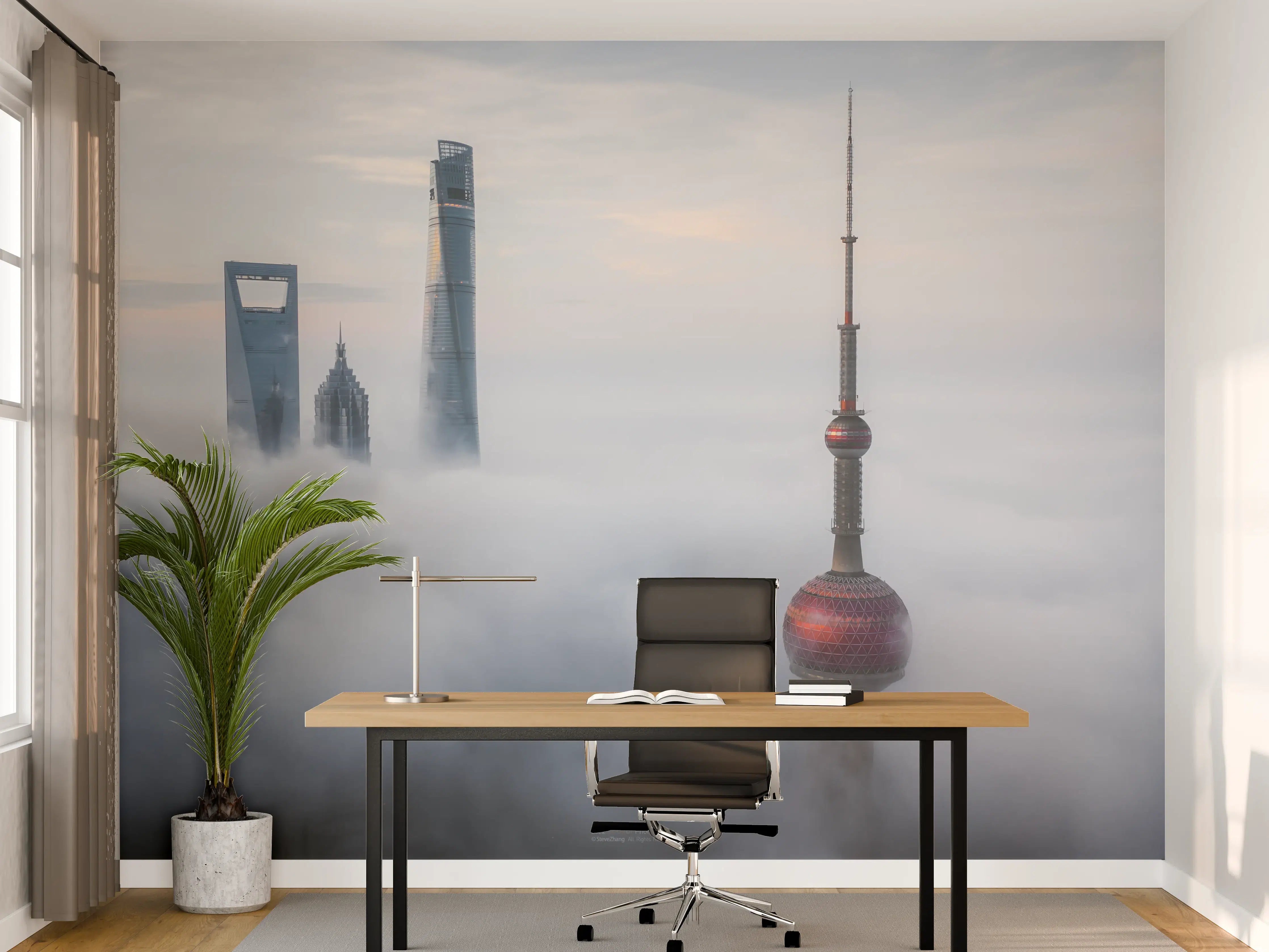 Büro Wandgestaltung - Shanghai über den Wolken