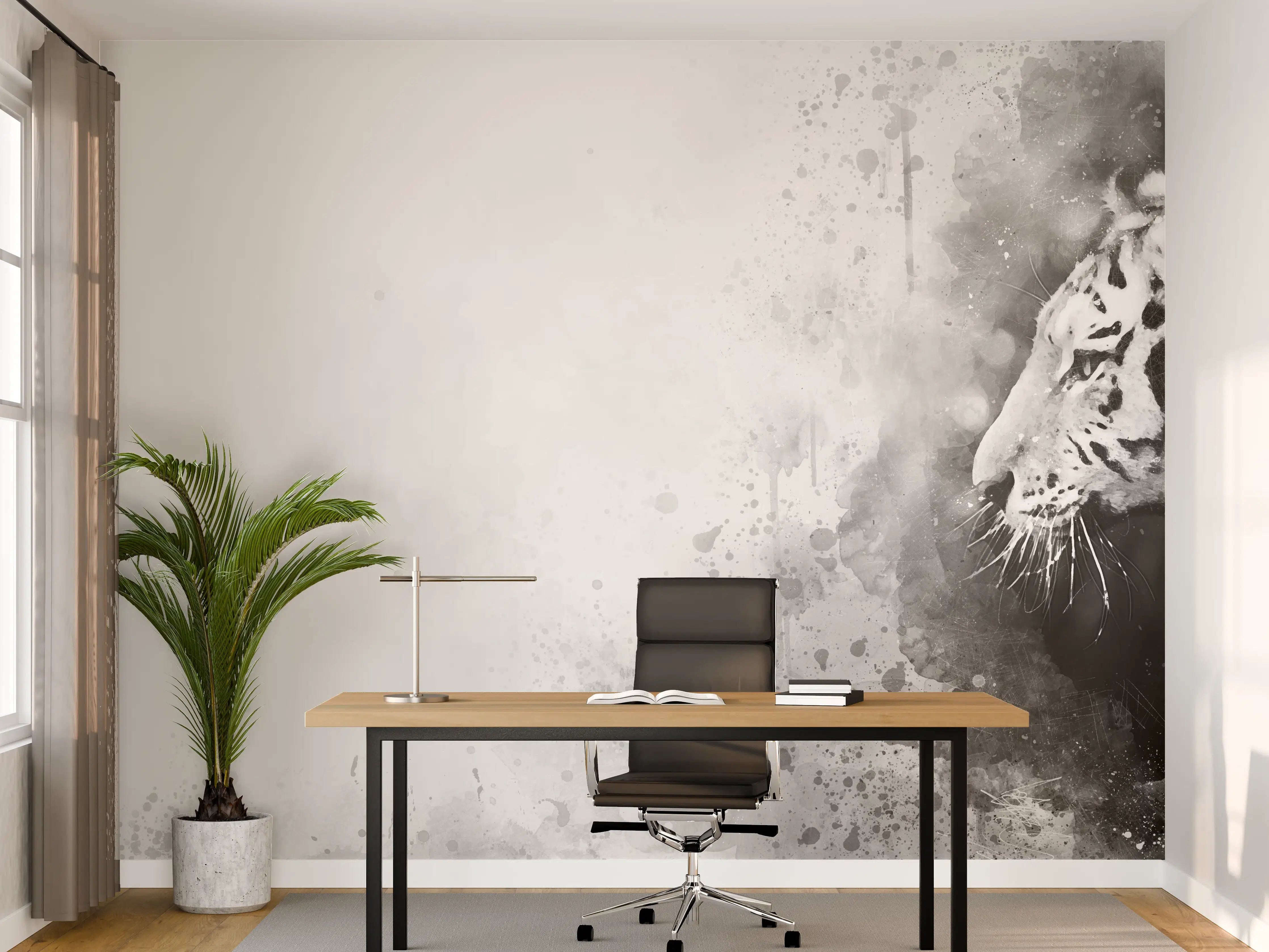 Büro Wandgestaltung - Sibirischer Tiger - SW-Gemälde