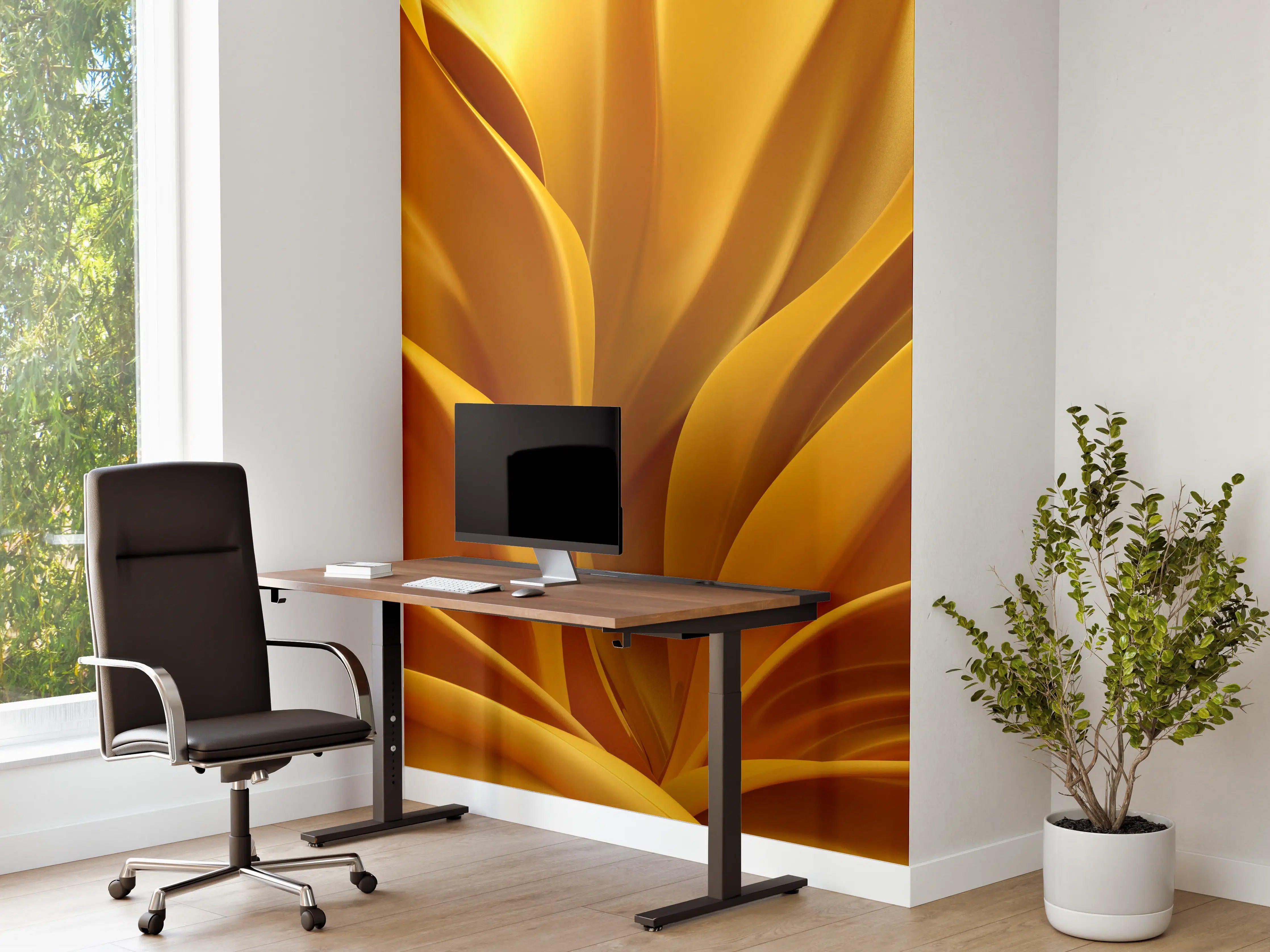 Büro Wandgestaltung - Silberglanzene Wellenstruktur