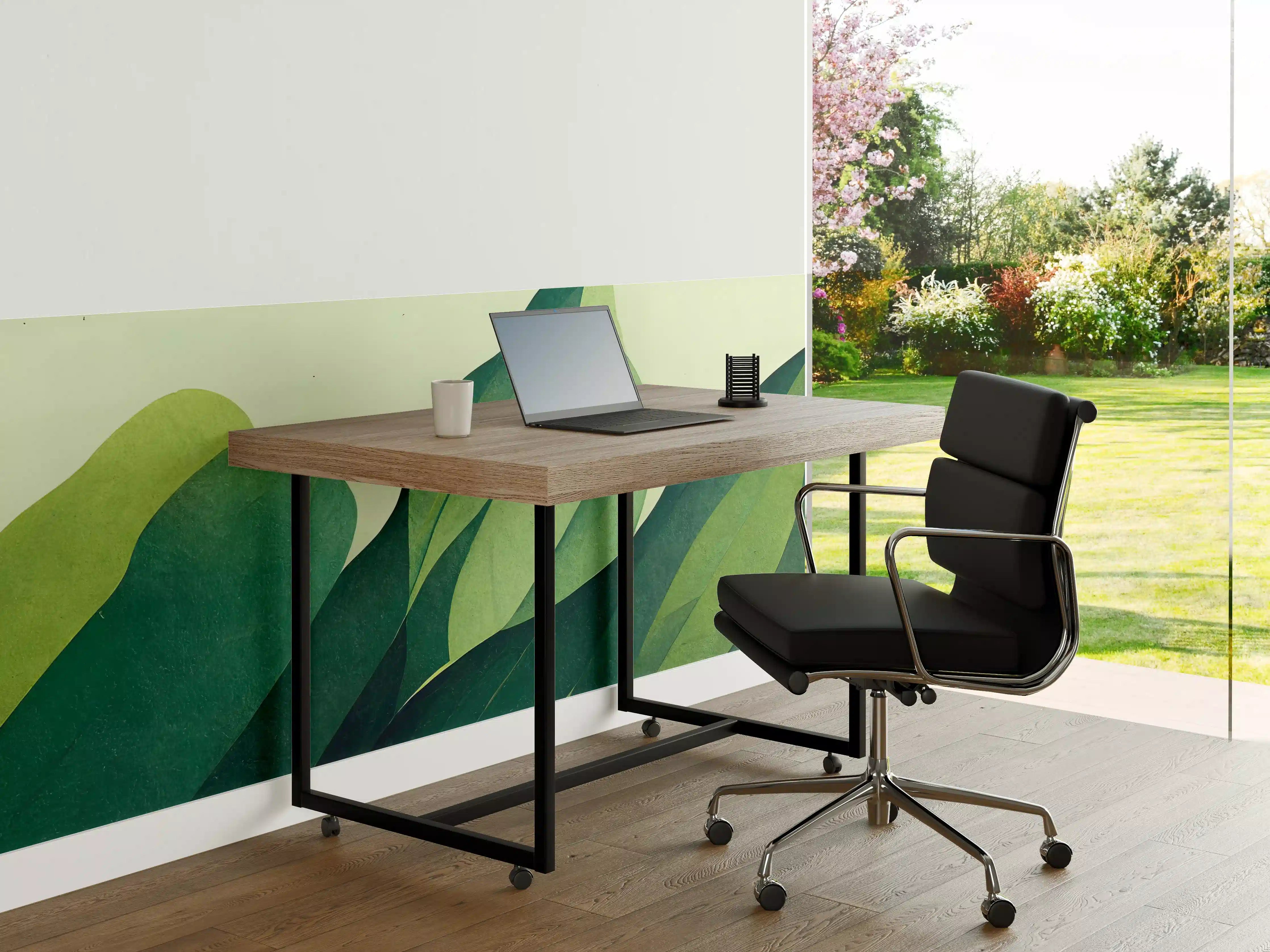 Büro Wandgestaltung - Silbergraue Blätter Naturkunst