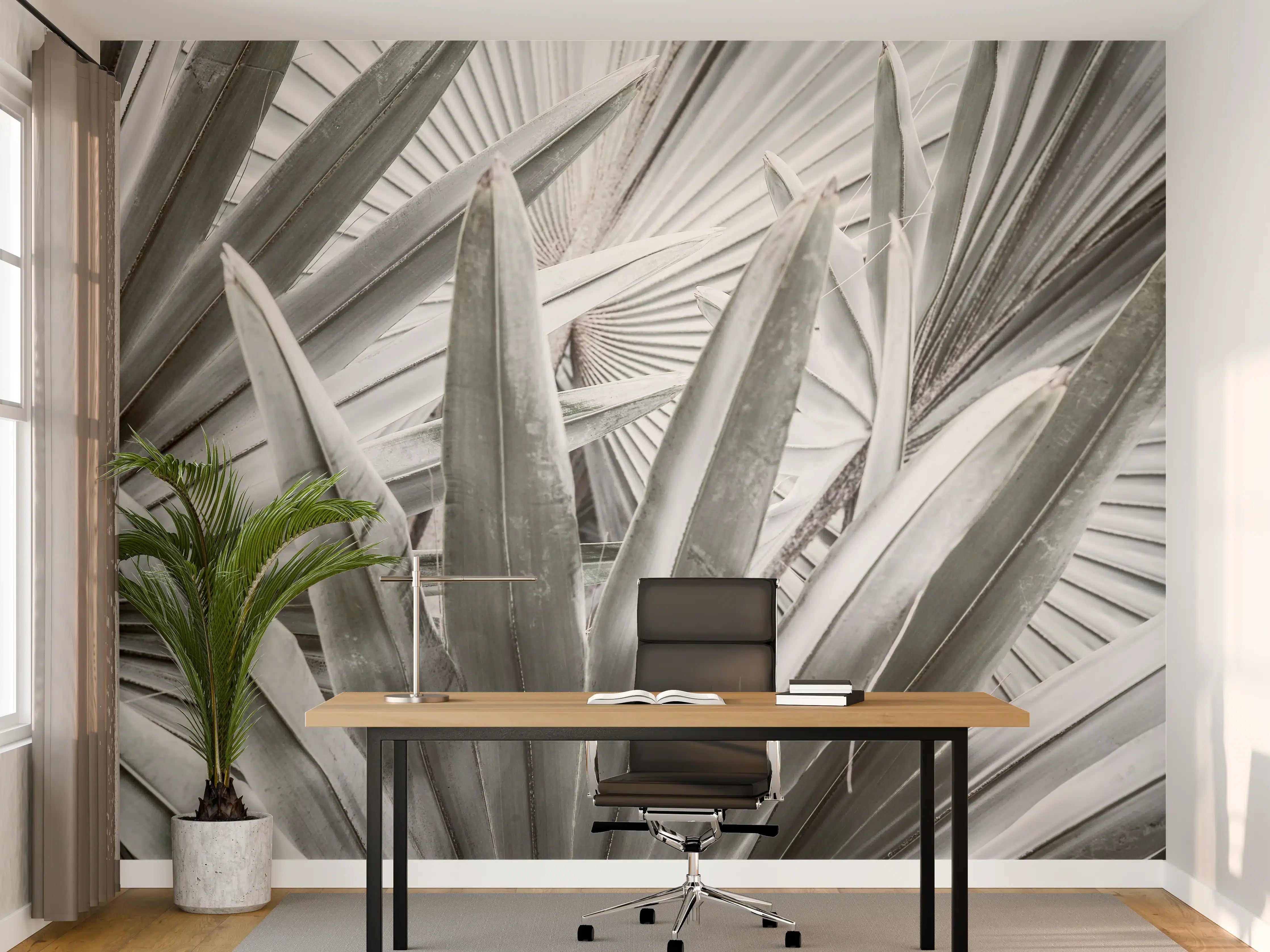 Büro Wandgestaltung - Silberne Agaven-Nahaufnahme
