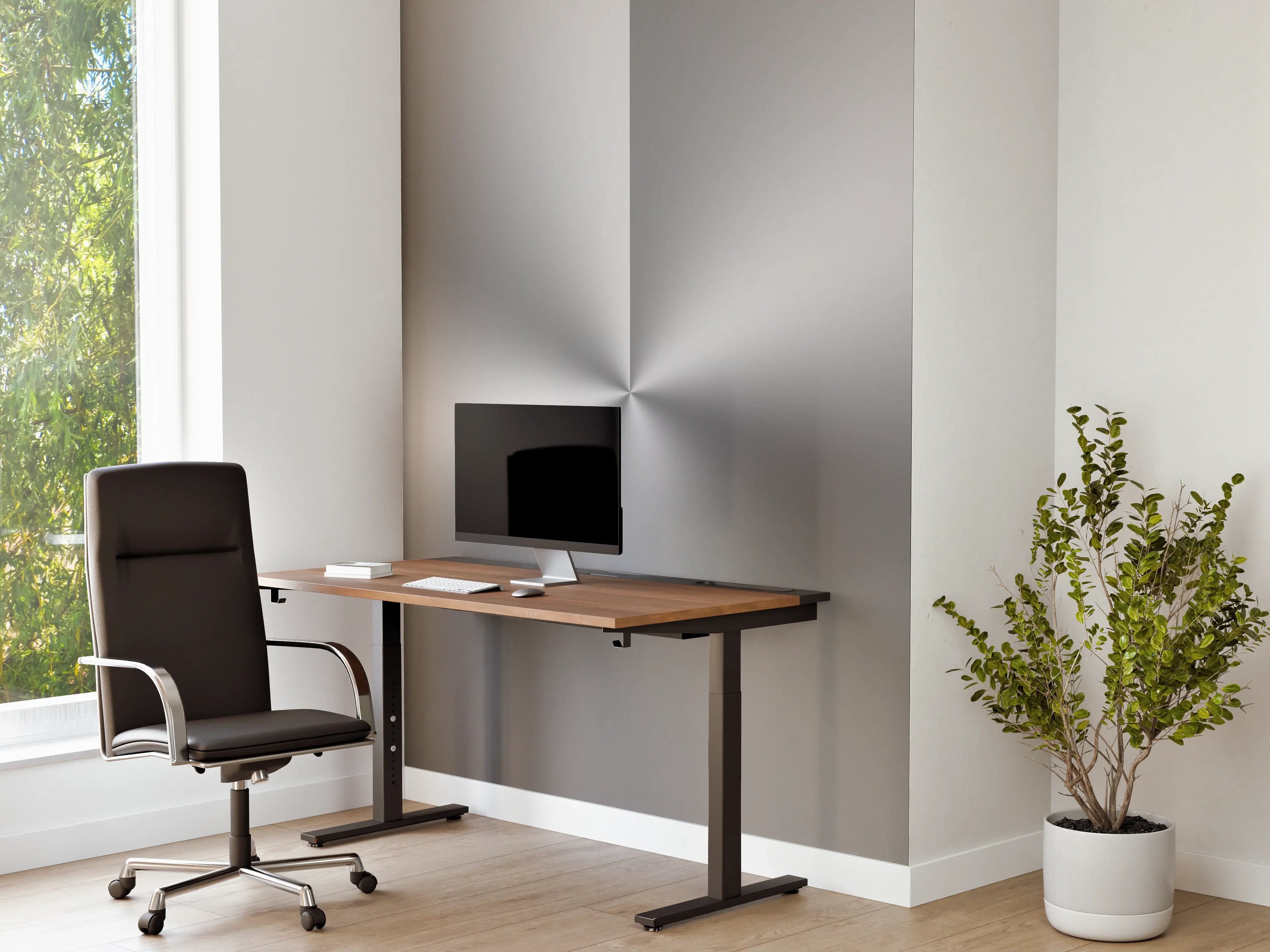 Büro Wandgestaltung - Silberne Metallic-Textur mit Sonnenstrahlen-Effekt