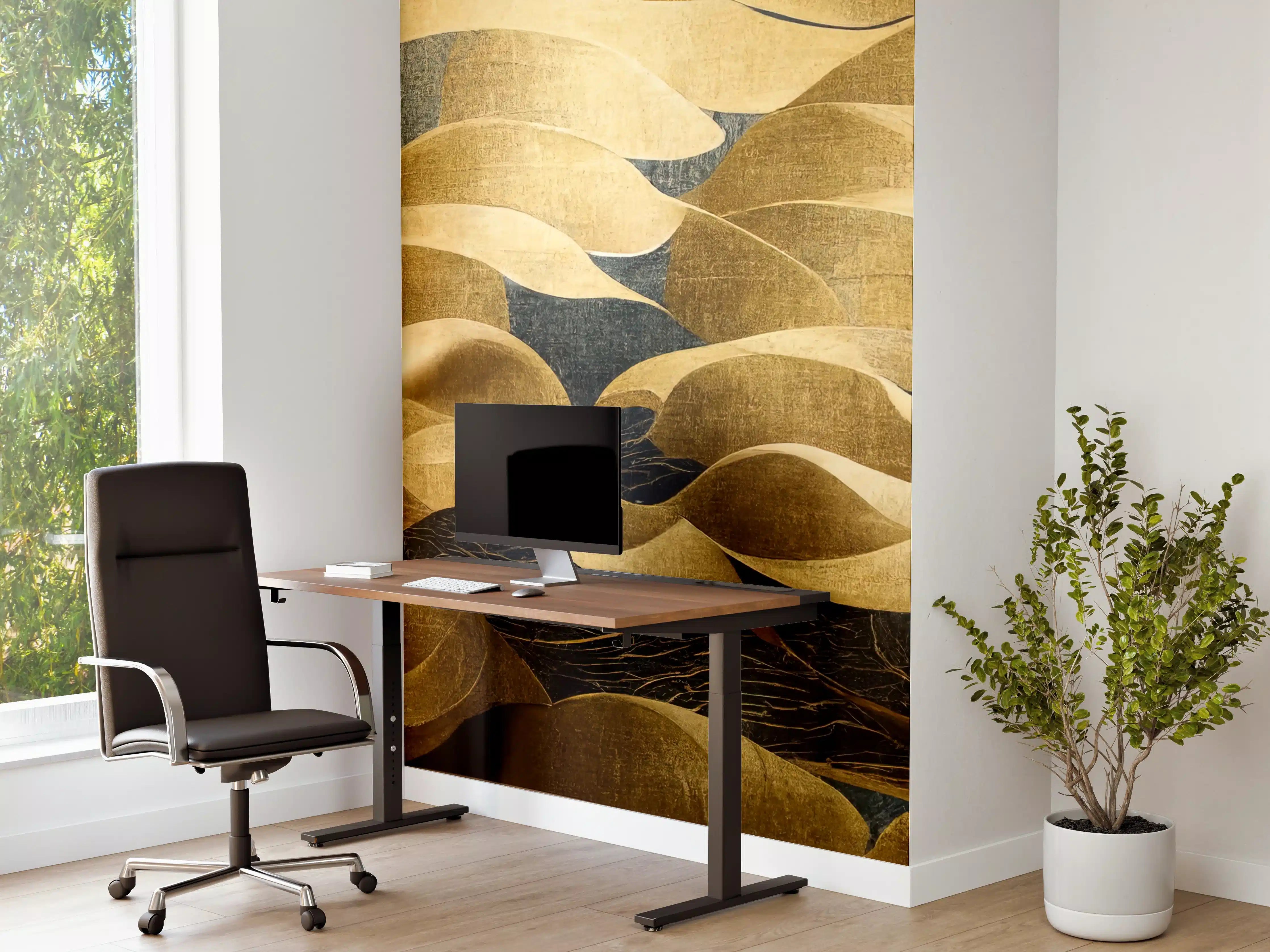 Büro Wandgestaltung - Silberne Wellen mit dunklem Glanz