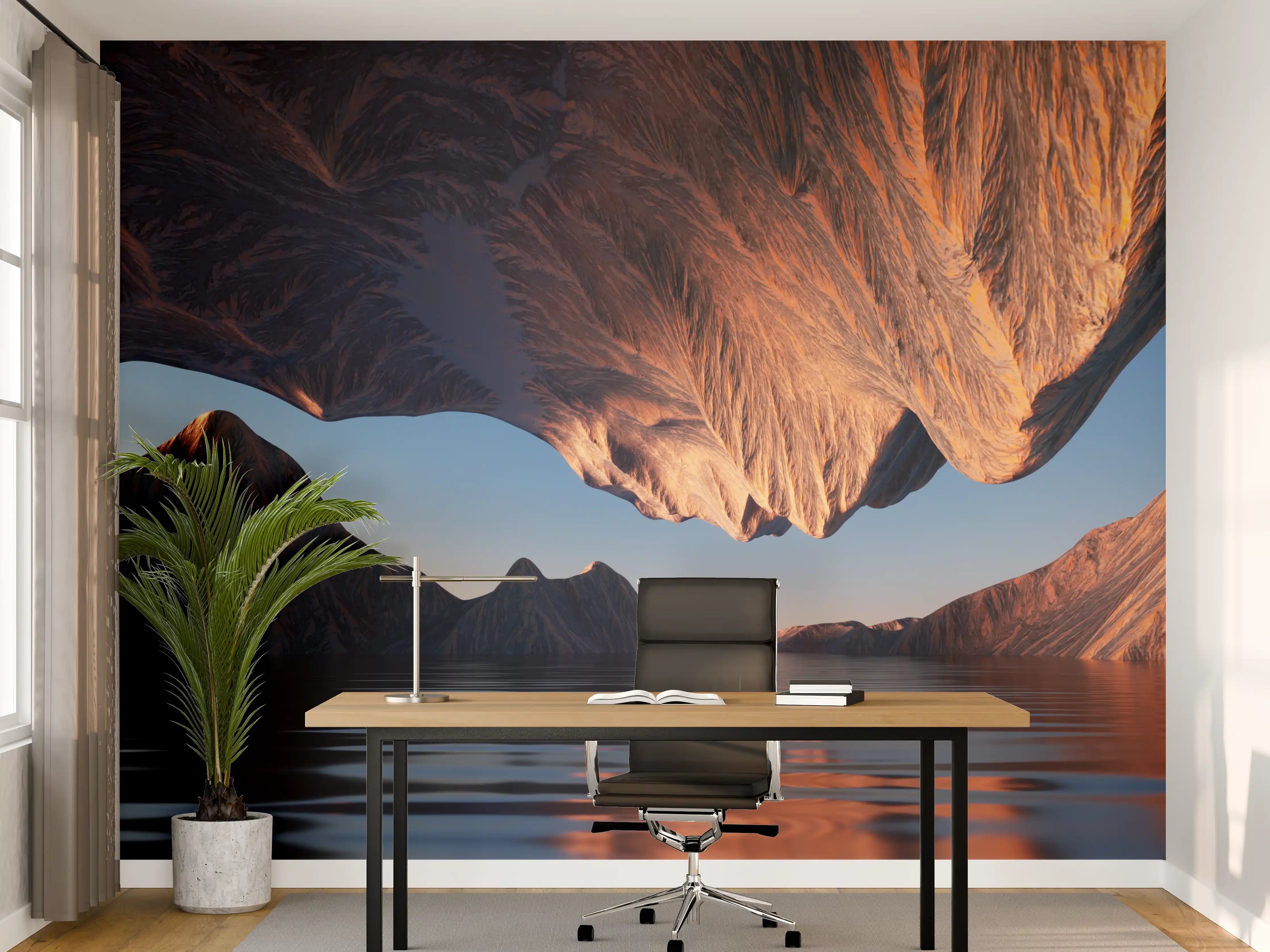 Büro Wandgestaltung - Silberner Gipfel im Abendlicht