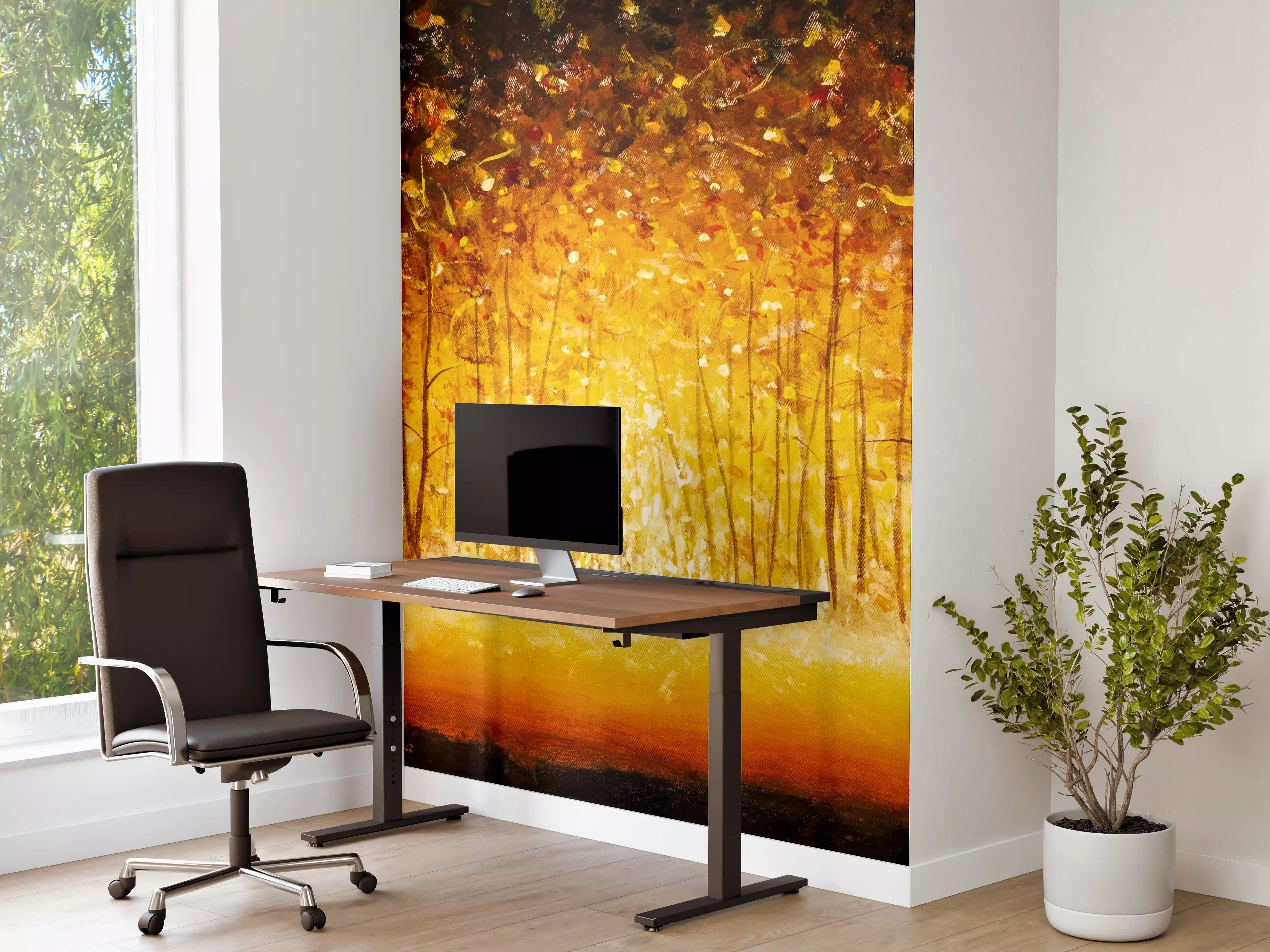 Büro Wandgestaltung - Silberner Herbst bei Dämmerung