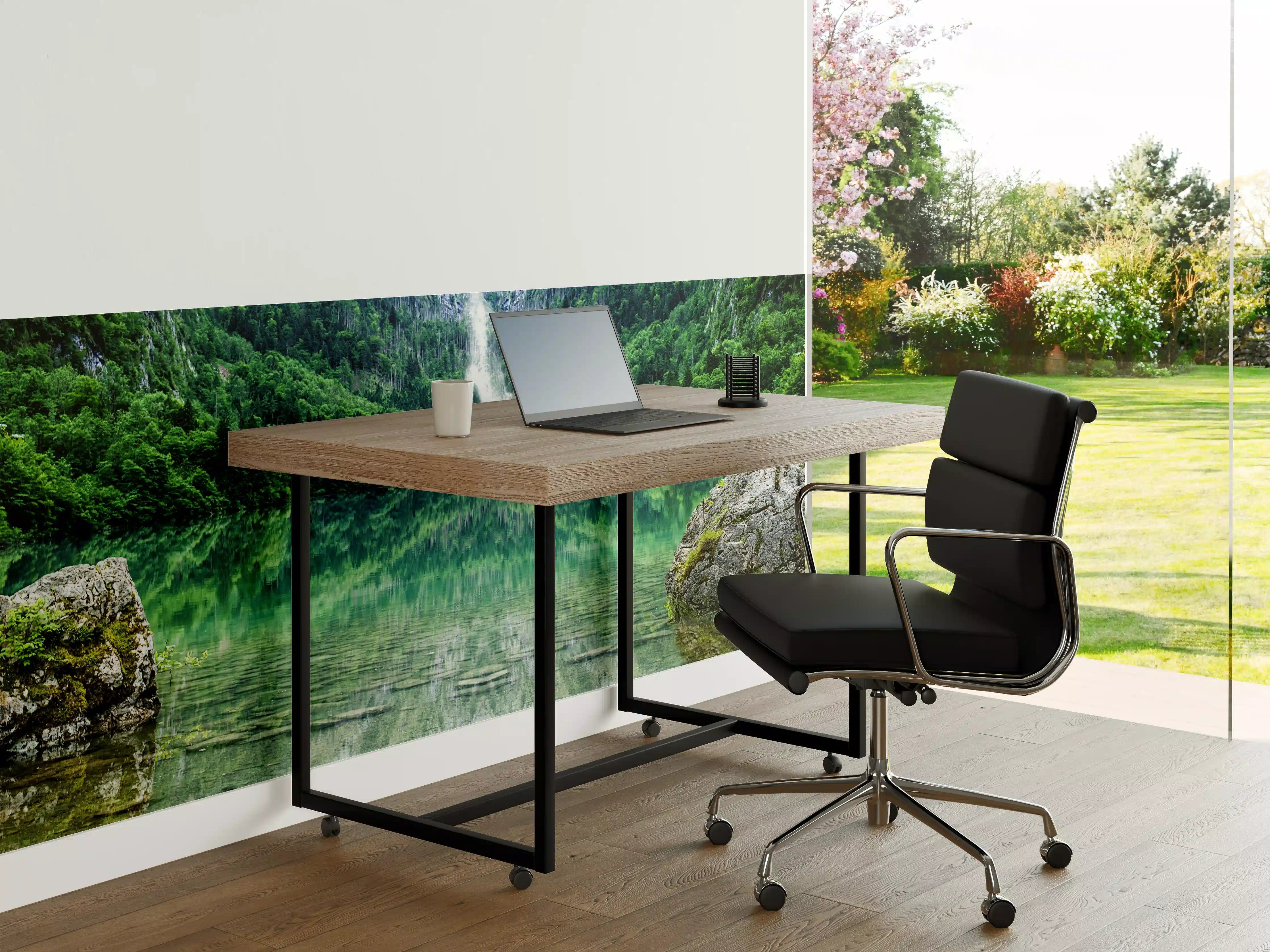 Büro Wandgestaltung - Silberner Wasserfall im Grünen