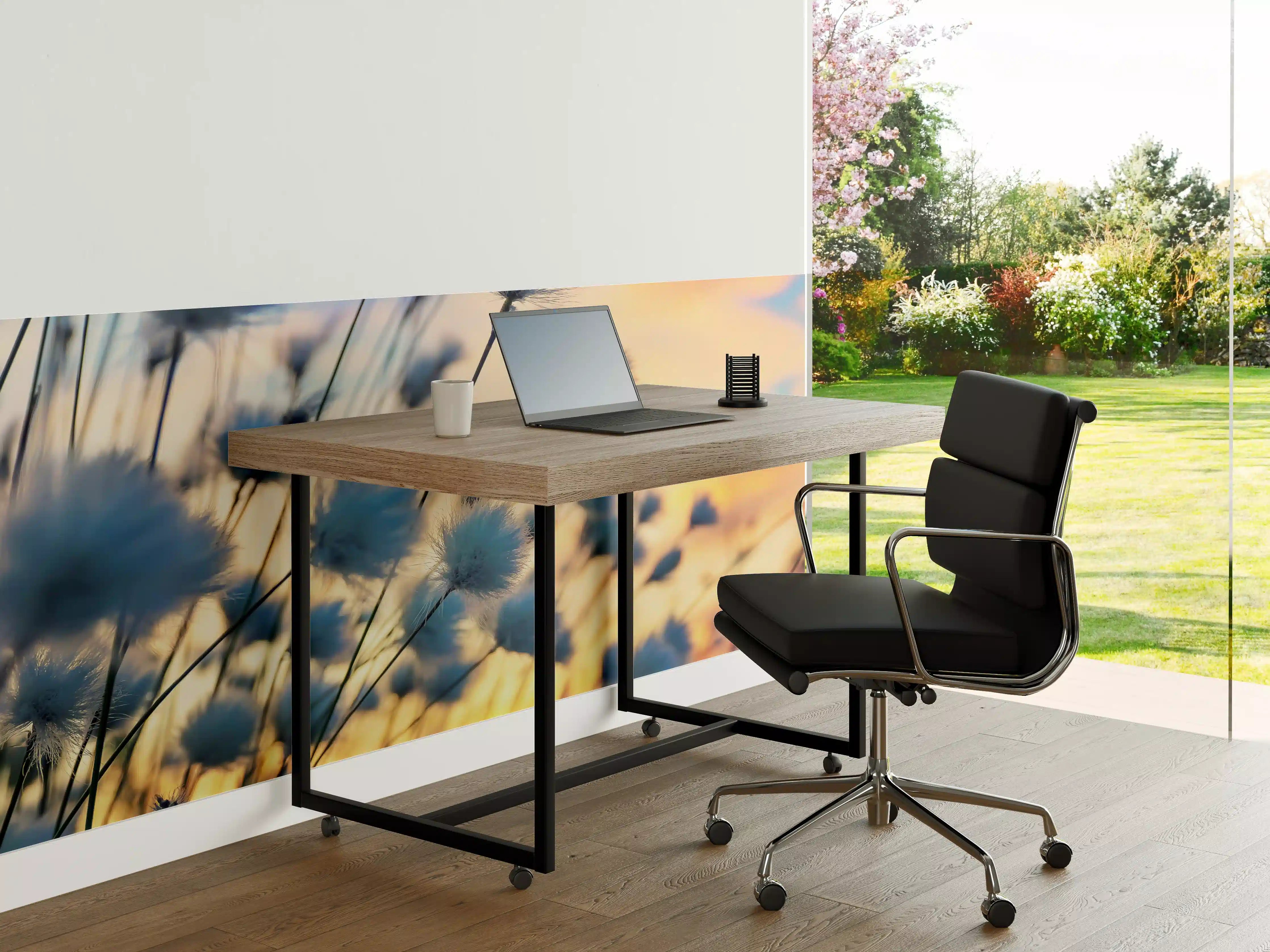 Büro Wandgestaltung - Silbrige Blumen im Abendlicht