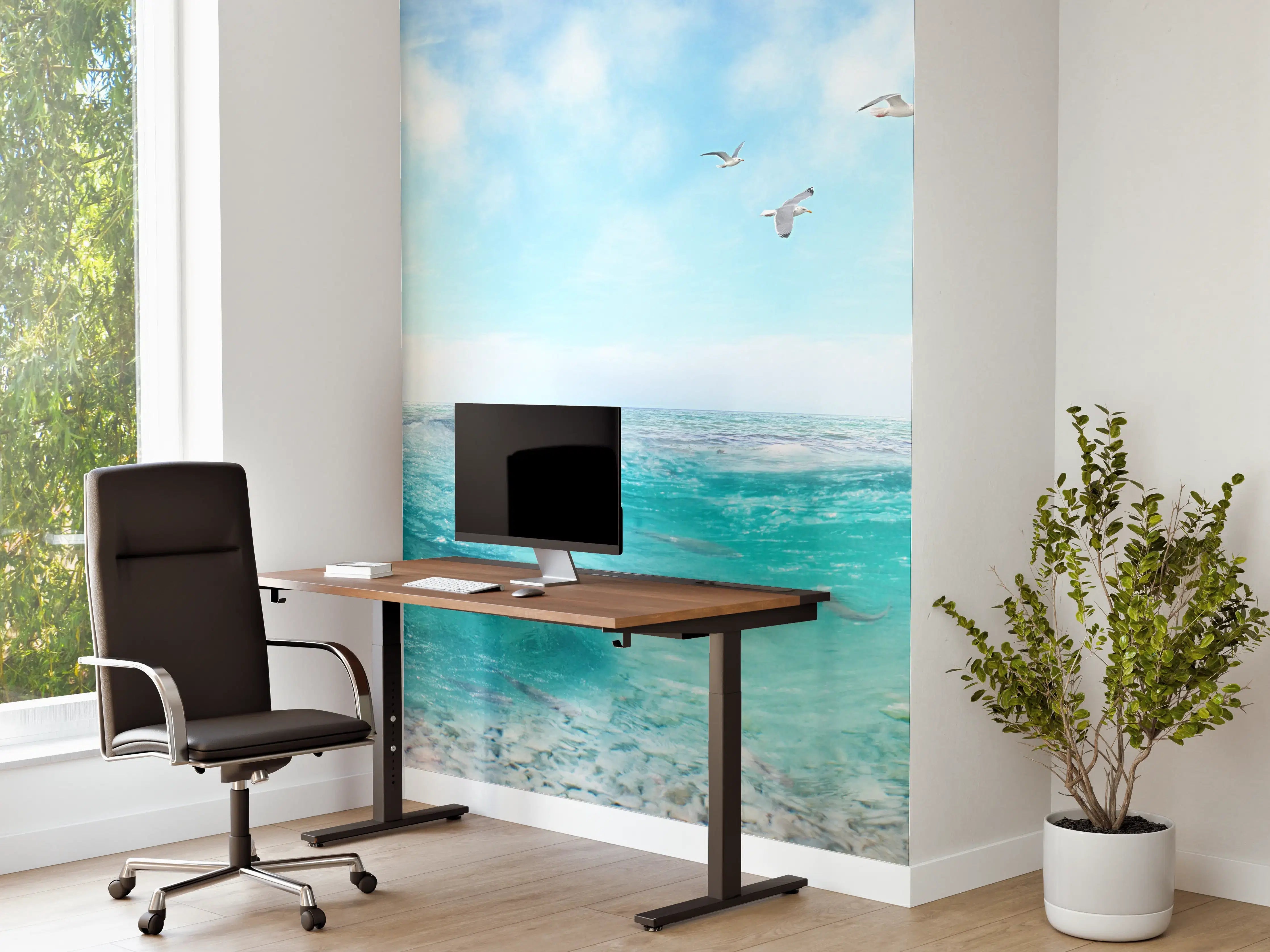 Büro Wandgestaltung - Silbriger Fluss mit smaragdgrünen Ufern
