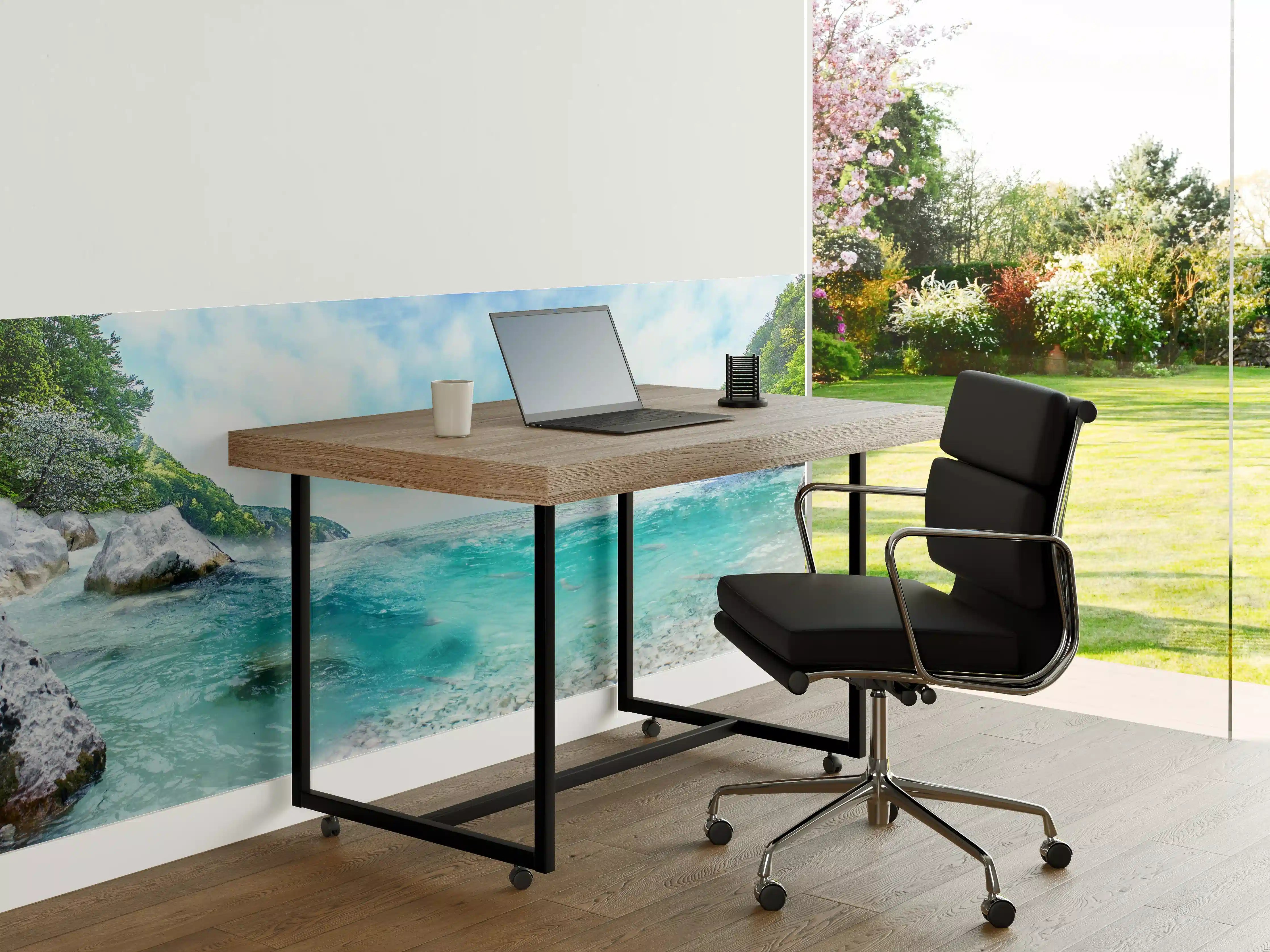 Büro Wandgestaltung - Silbriger Fluss mit smaragdgrünen Ufern