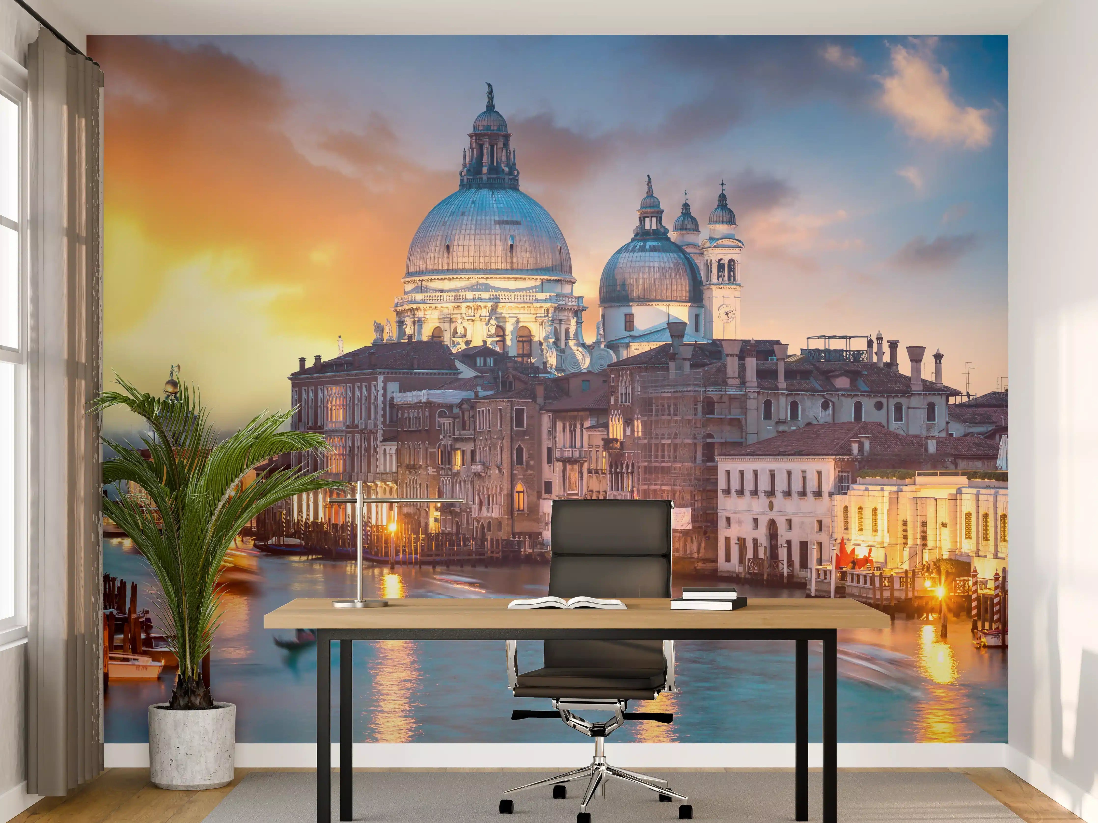 Büro Wandgestaltung - Silbriger Herbstwald im Abendlicht