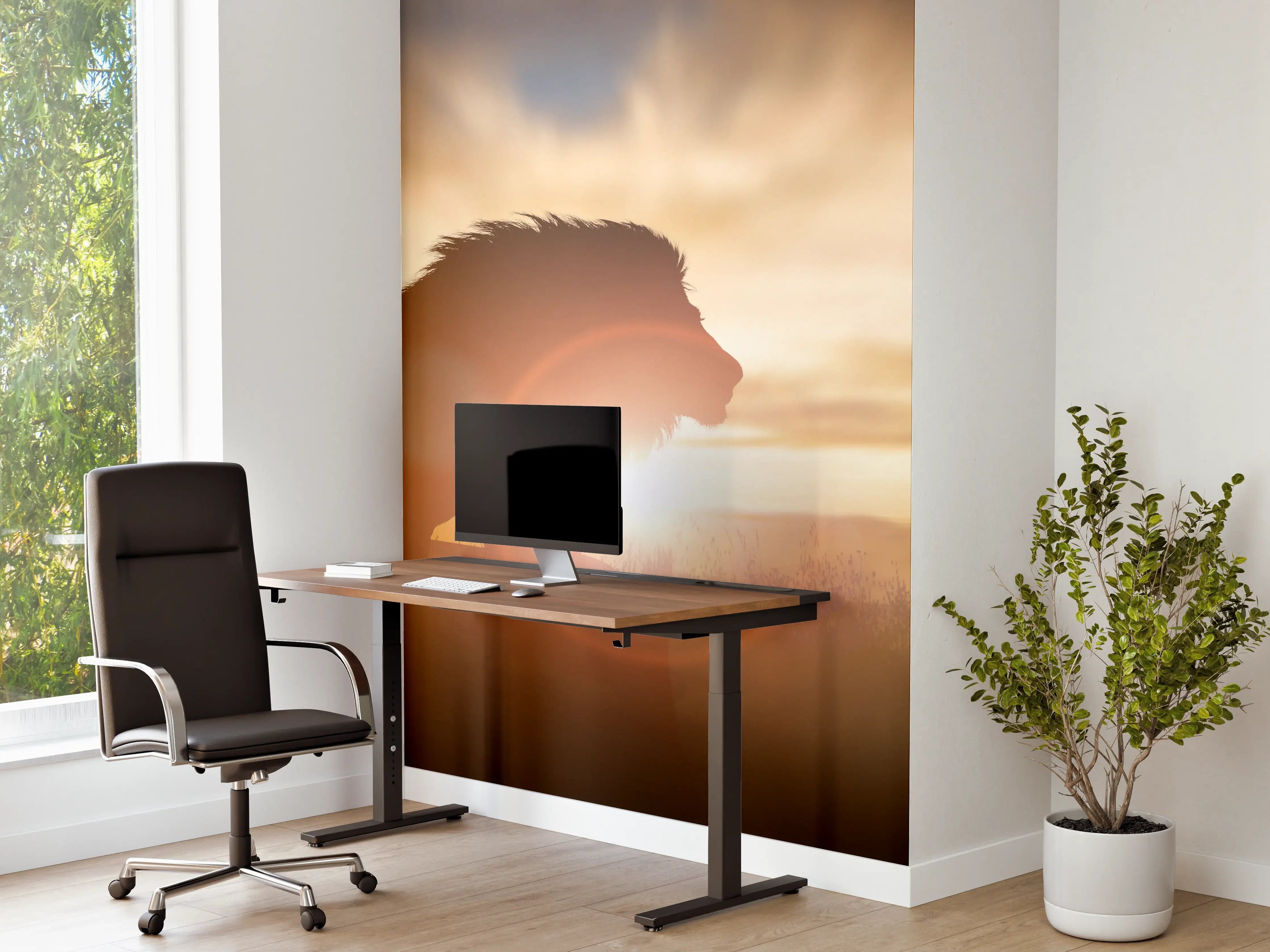 Büro Wandgestaltung - Silhouette eines großen erwachsenen Löwen in Afrika