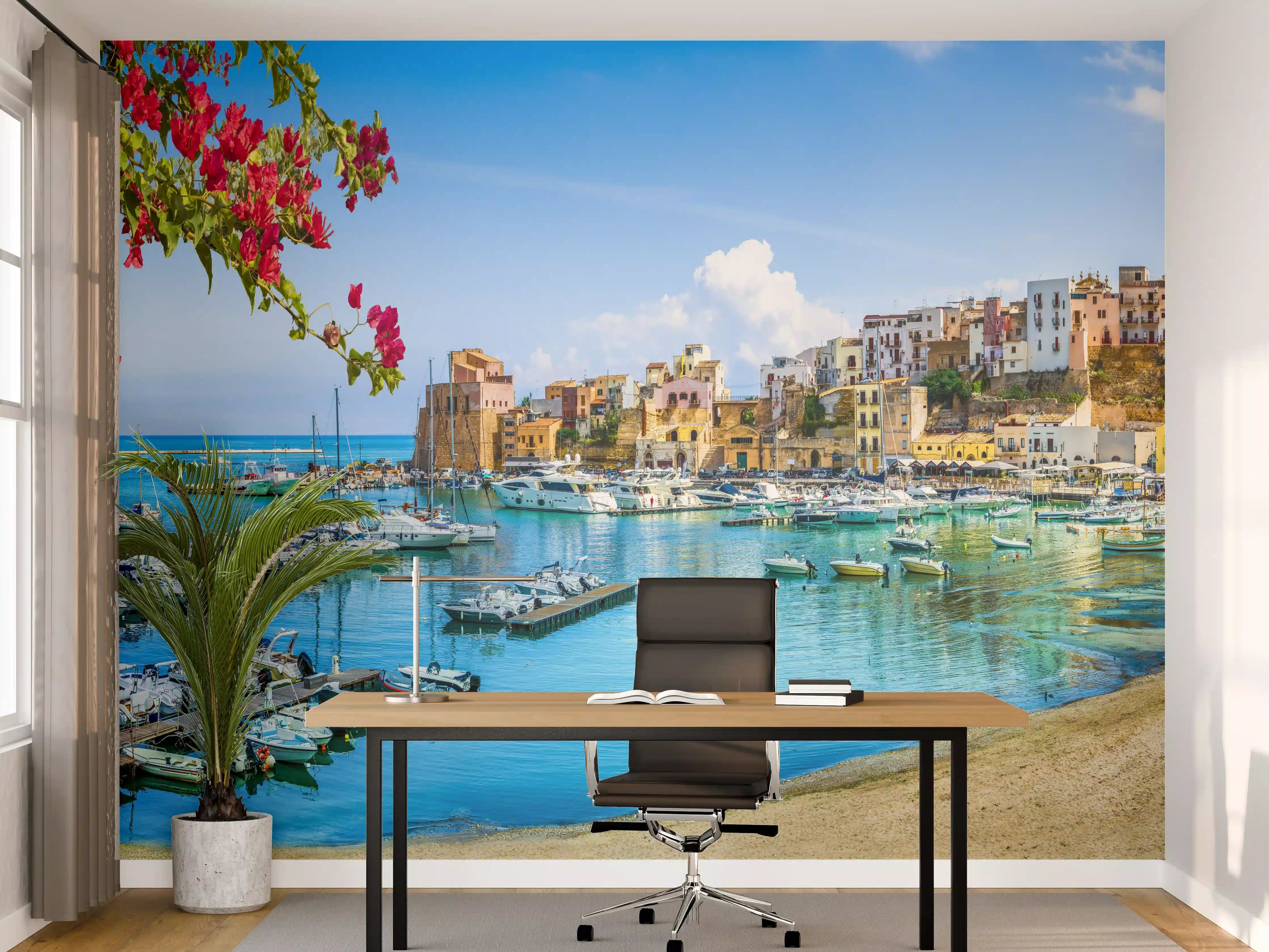 Büro Wandgestaltung - Sizilianische Hafenstadt Castellammare del Golfo
