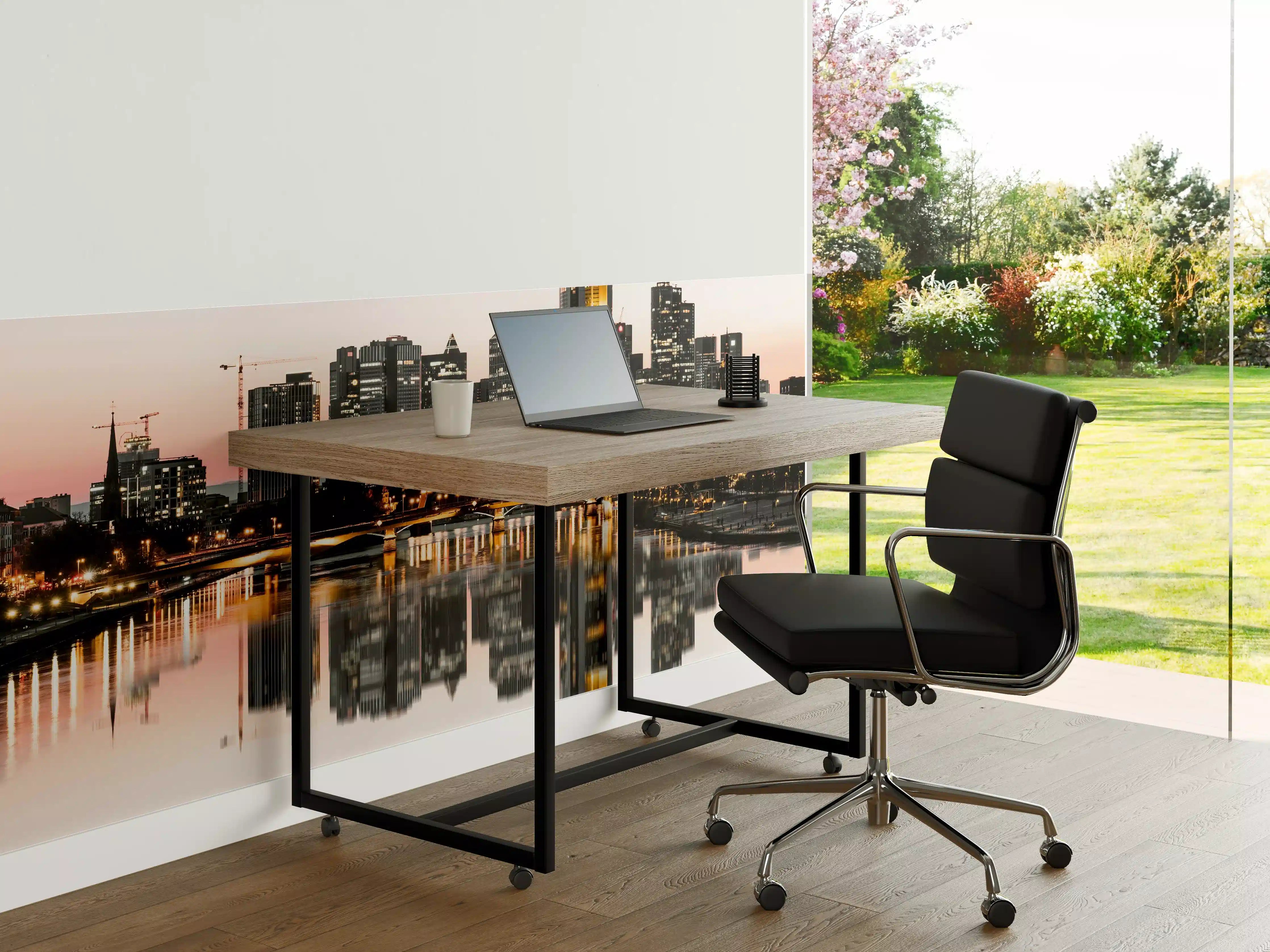 Büro Wandgestaltung - Skyline Frankfurt mit Wasser Spiegelung
