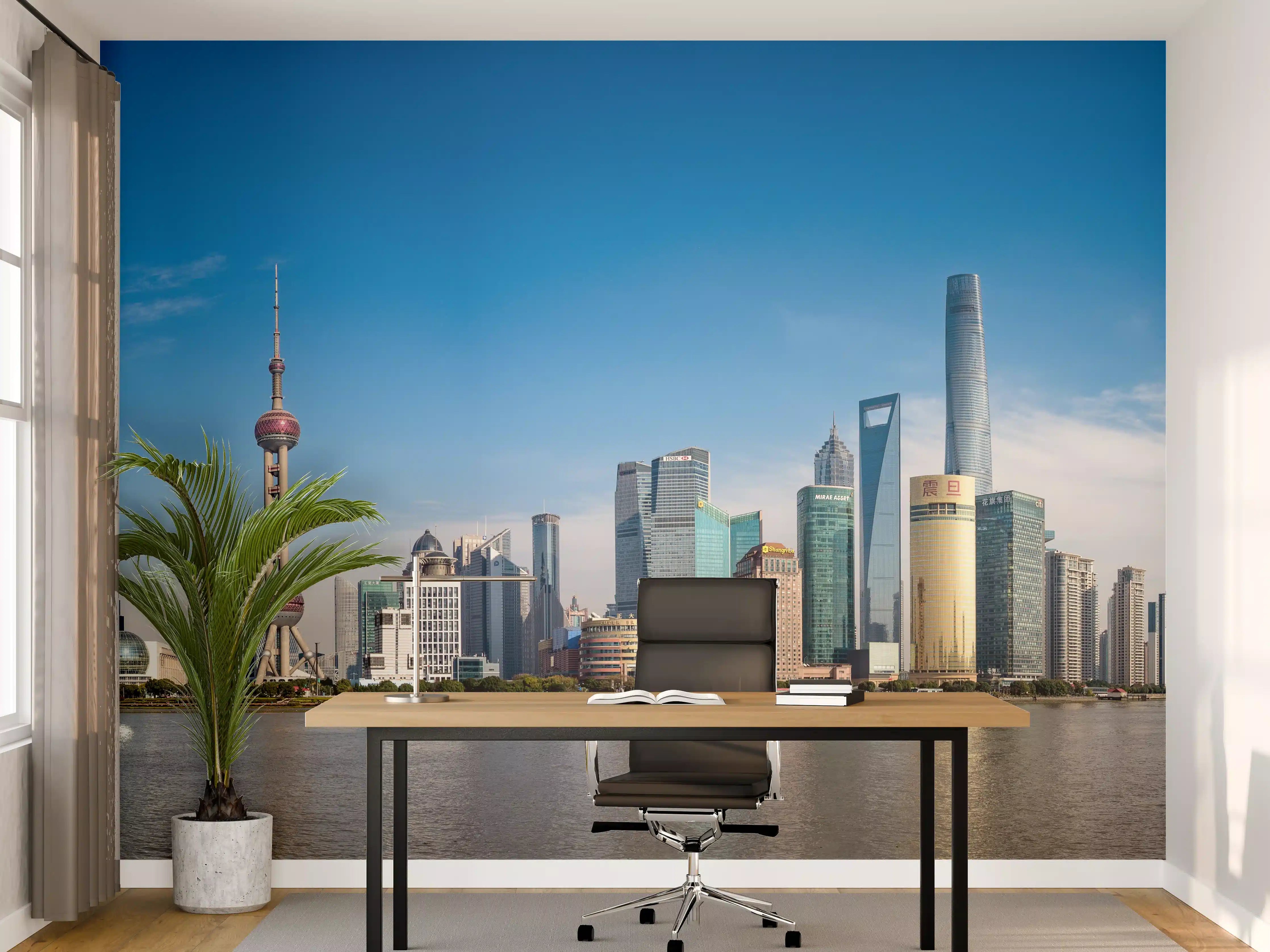 Büro Wandgestaltung - Skyline von Shanghai