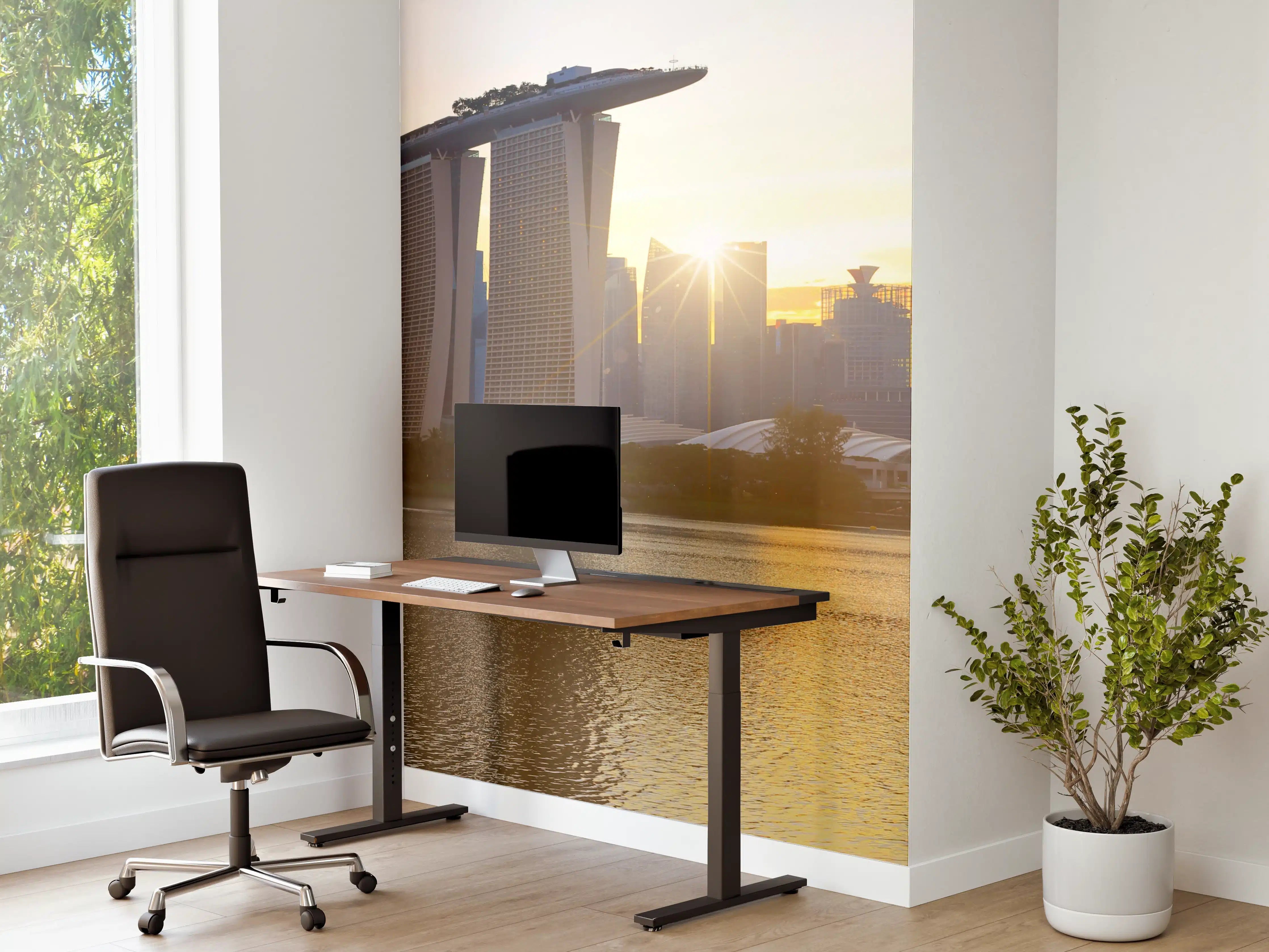 Büro Wandgestaltung - Skyline von Singapur bei Sonnenuntergang