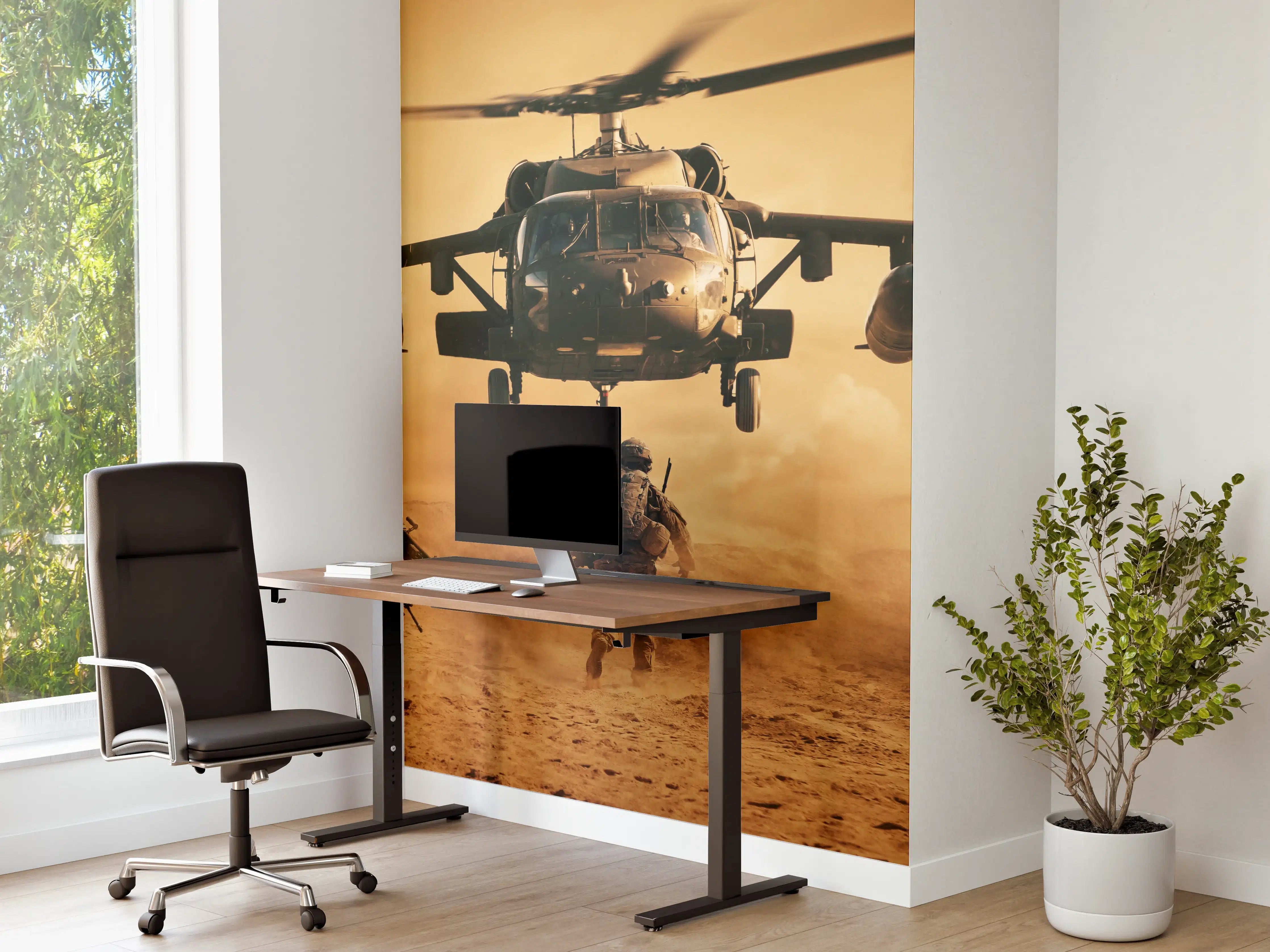 Büro Wandgestaltung - Soldaten rennen auf dem Schlachtfeld zum Hubschrauber