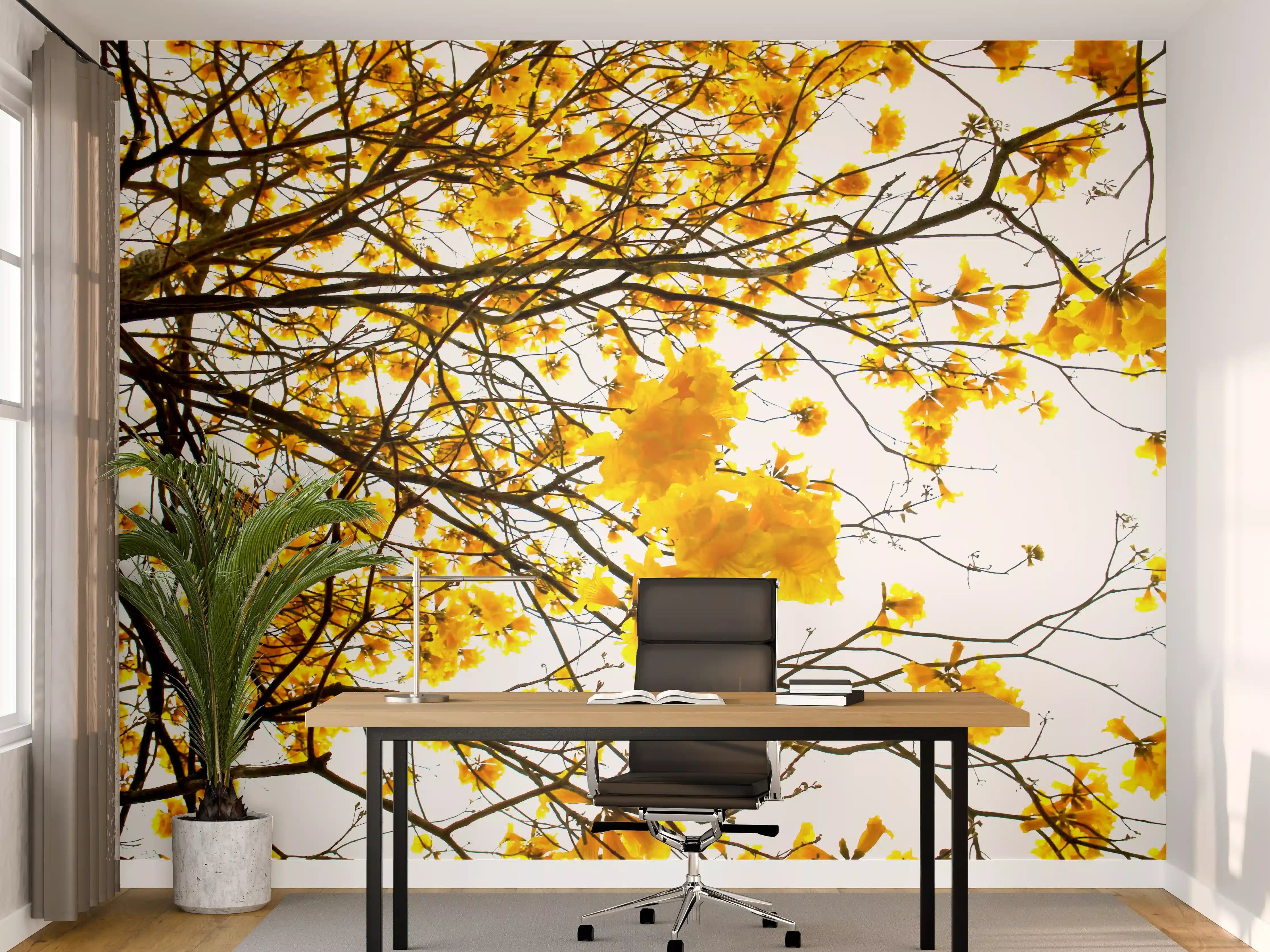 Büro Wandgestaltung - Sommer Gelb Baumperspektive