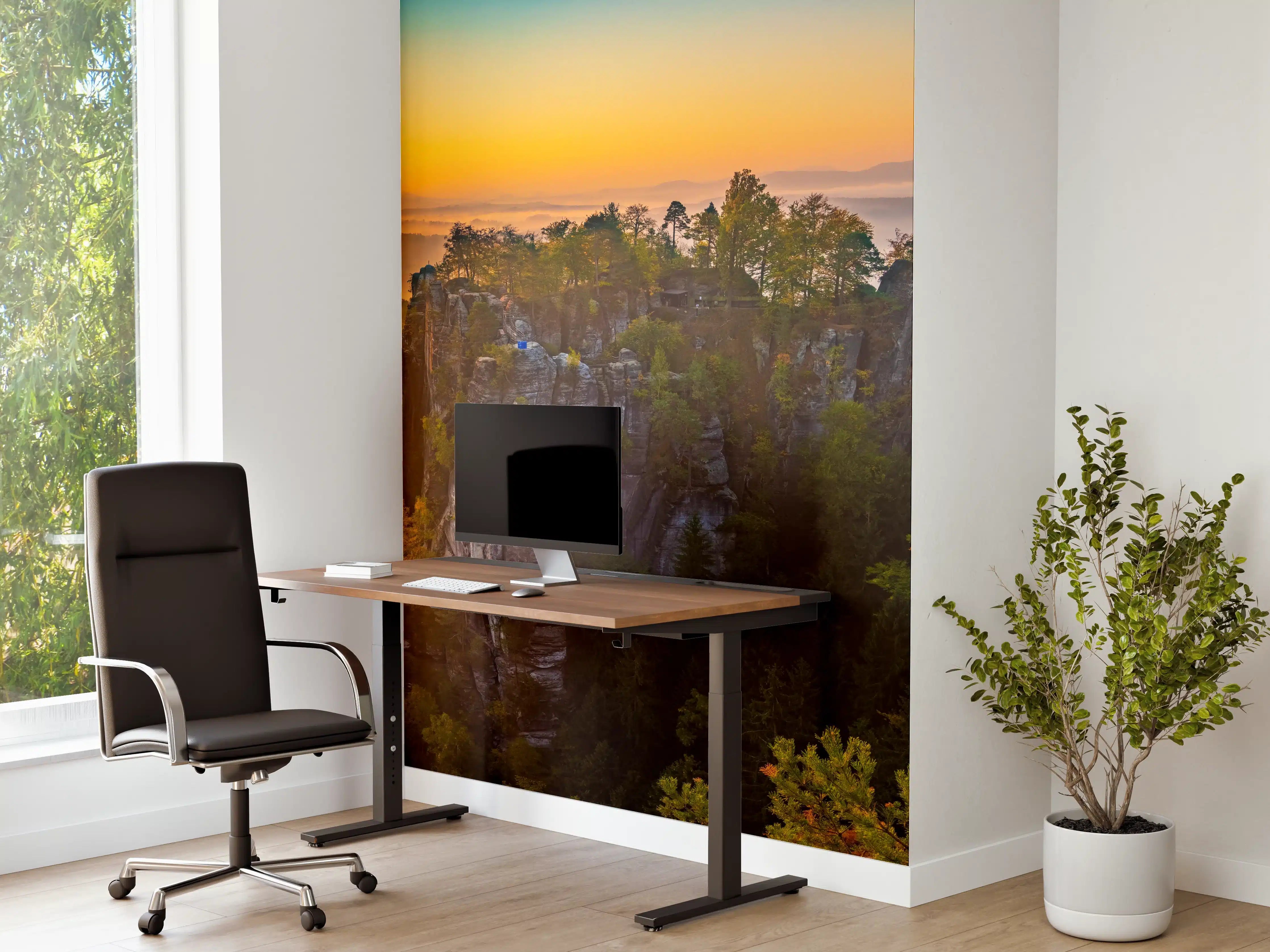 Büro Wandgestaltung - Sonnenaufgang Bastei Sächsische Schweiz