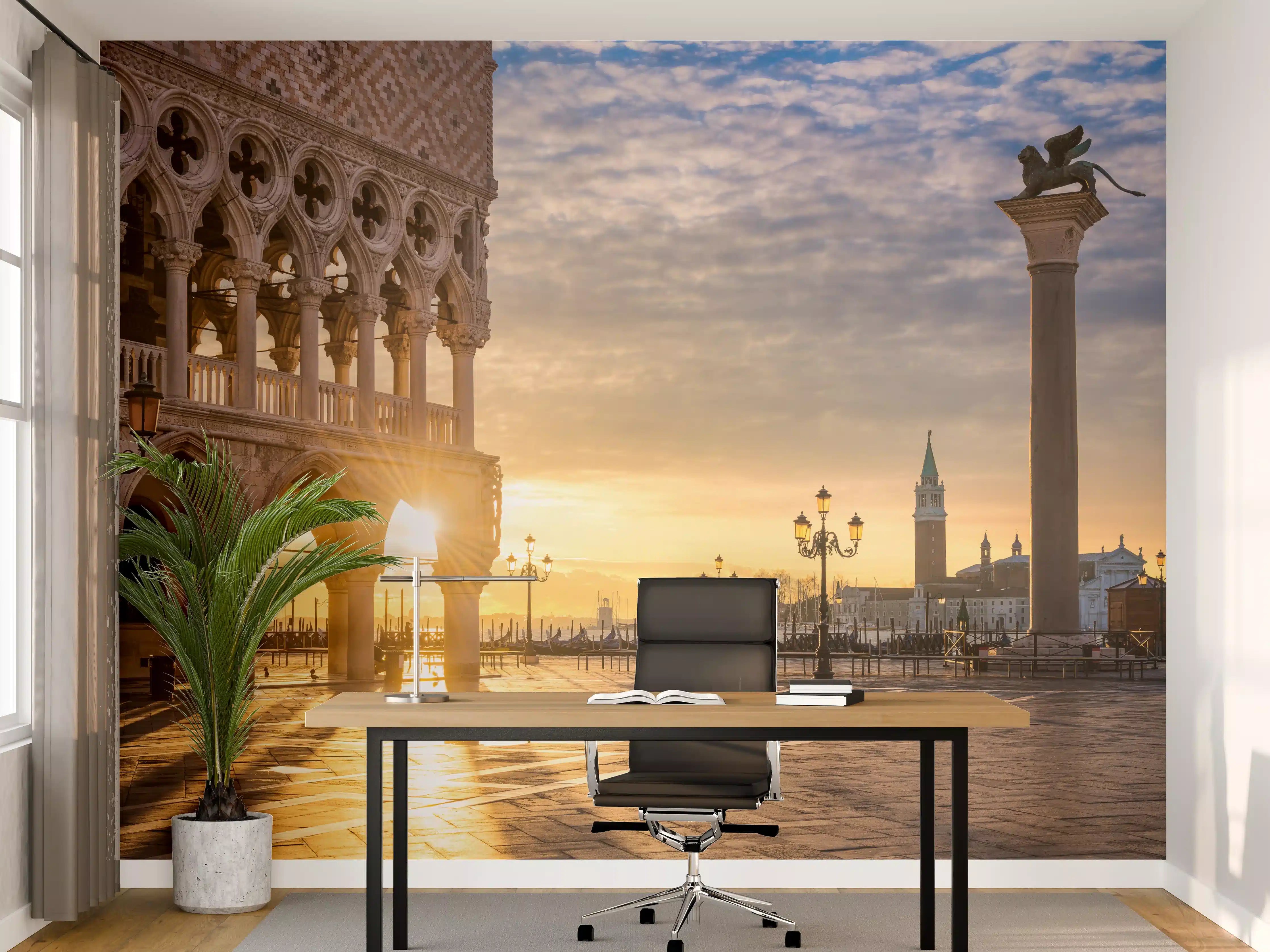 Büro Wandgestaltung - Sonnenaufgang auf dem Markusplatz - Venedig