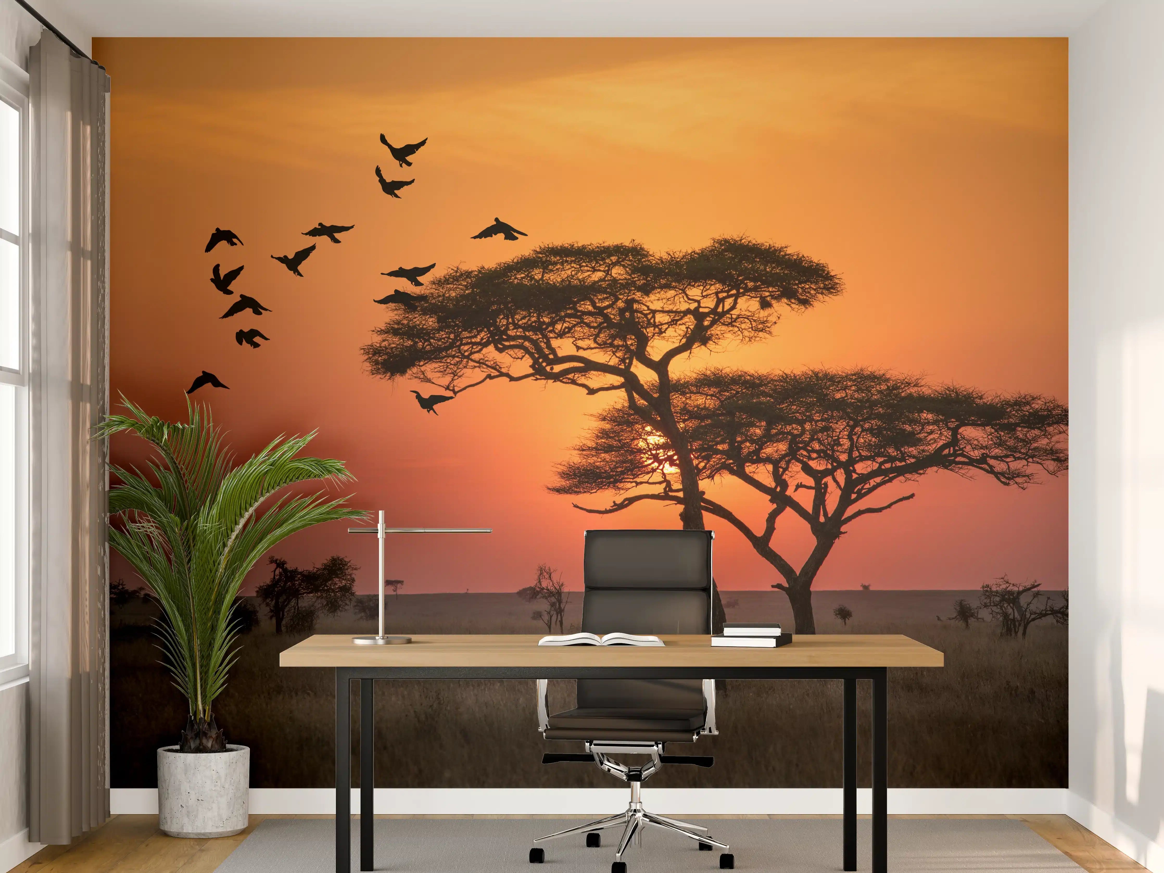 Büro Wandgestaltung - Sonnenaufgang im Serengeti-Naturpark