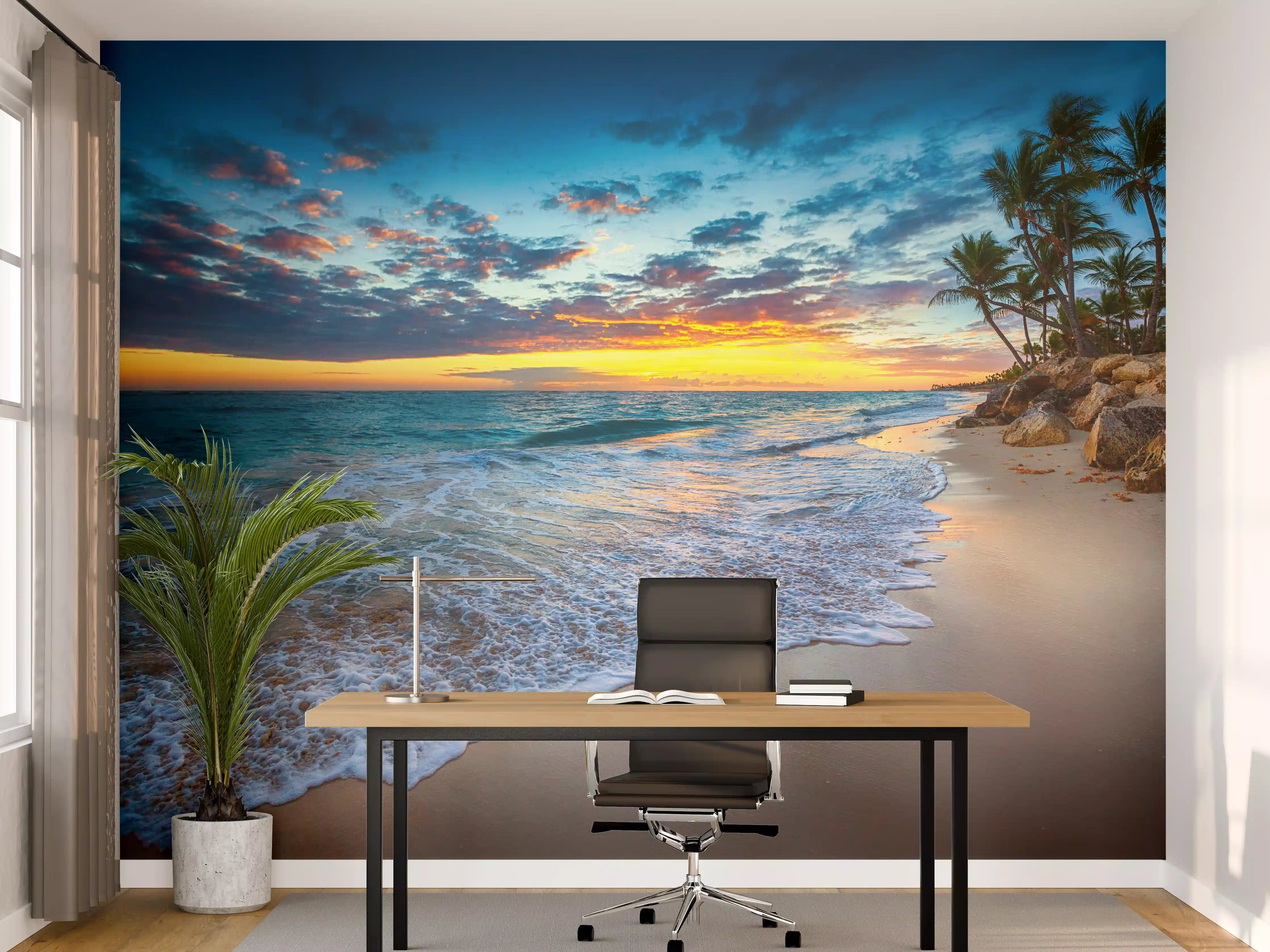 Büro Wandgestaltung - Sonnenaufgang über dem Strand