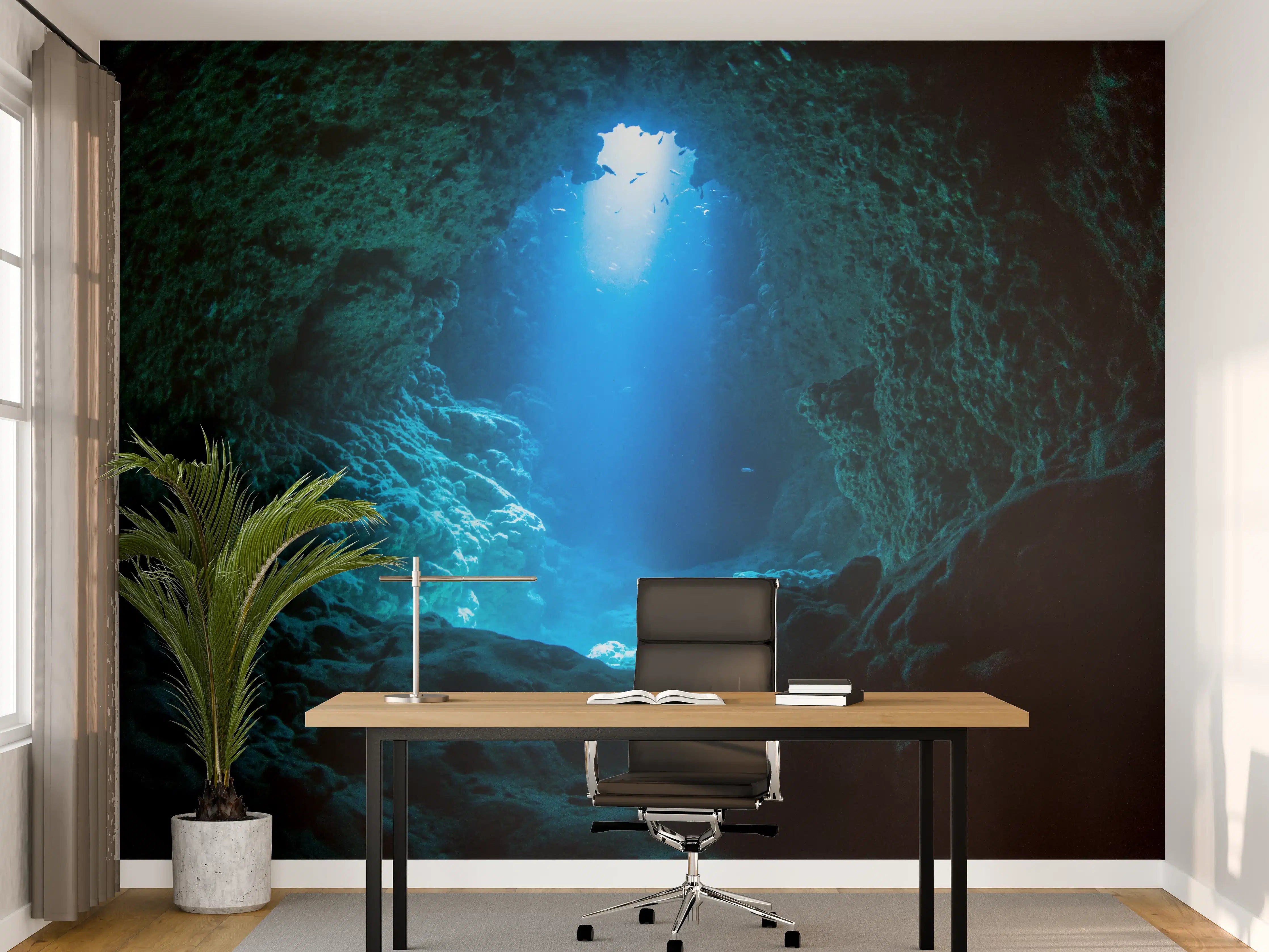 Büro Wandgestaltung - Sonnenstrahl in die Unterwasserhöhle