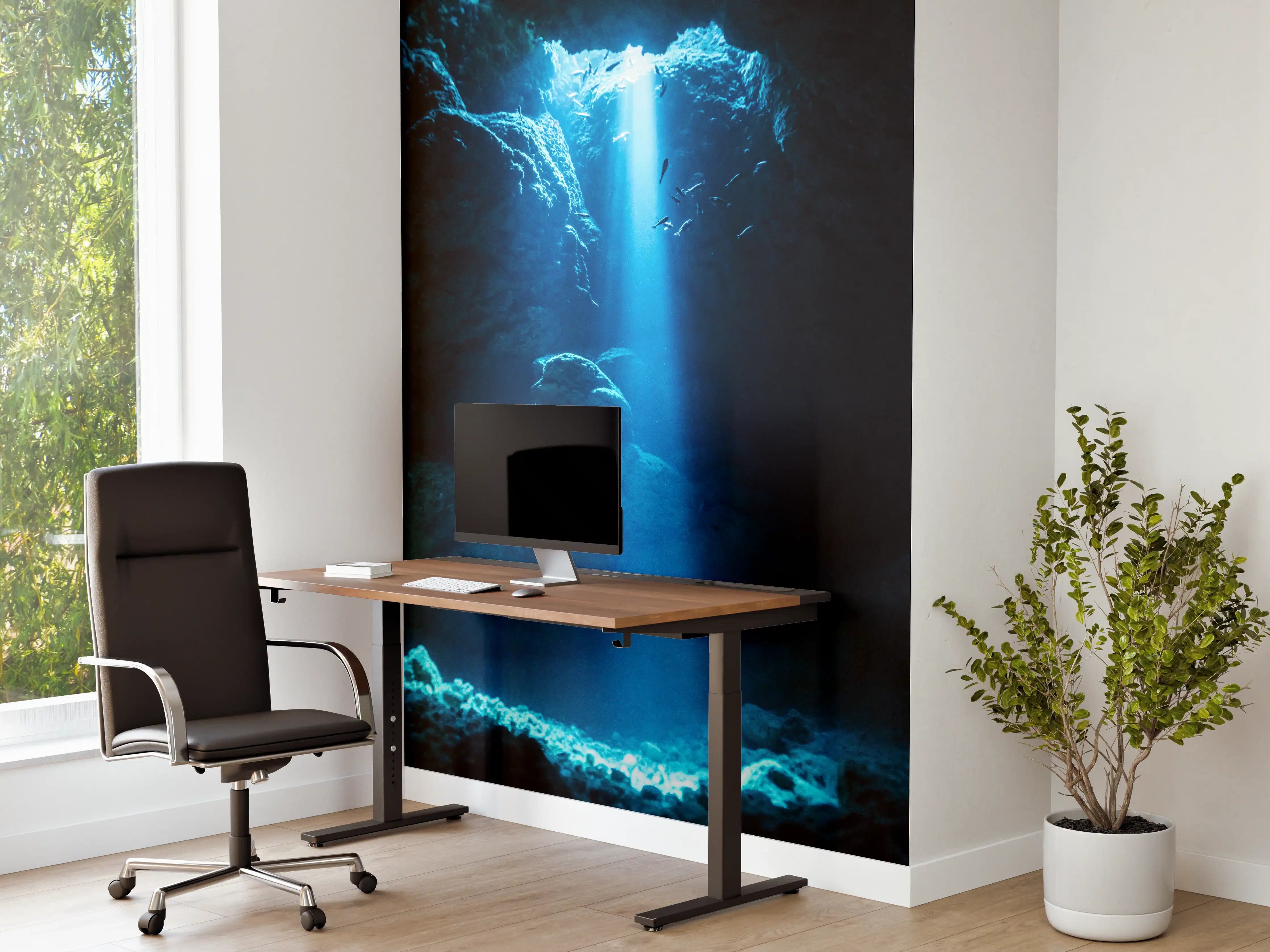 Büro Wandgestaltung - Sonnenstrahl in die Unterwasserhöhle im japanischen Ozean