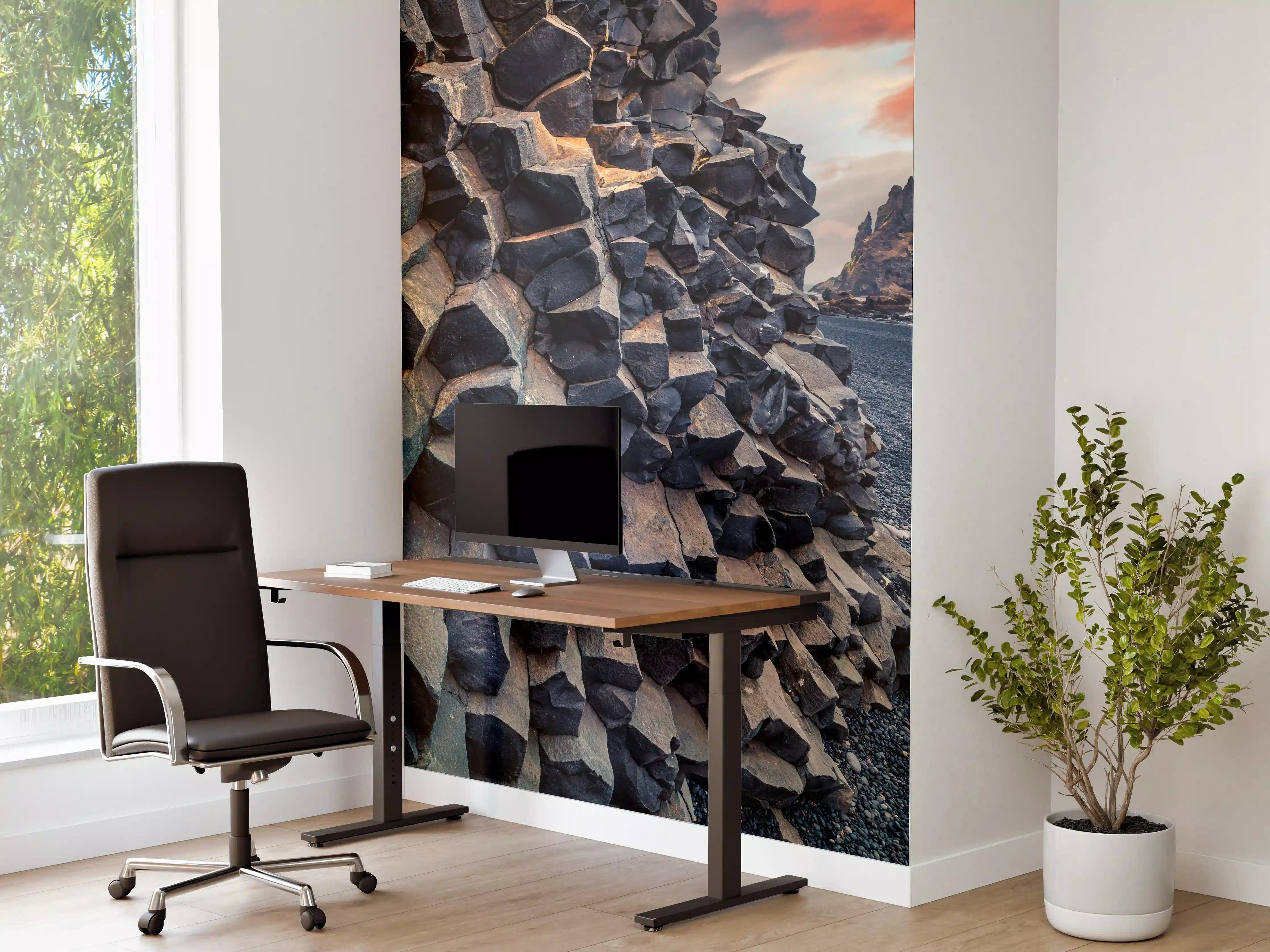 Büro Wandgestaltung - Sonnenuntergang - Reynisdrangar, Atlantischer Ozean