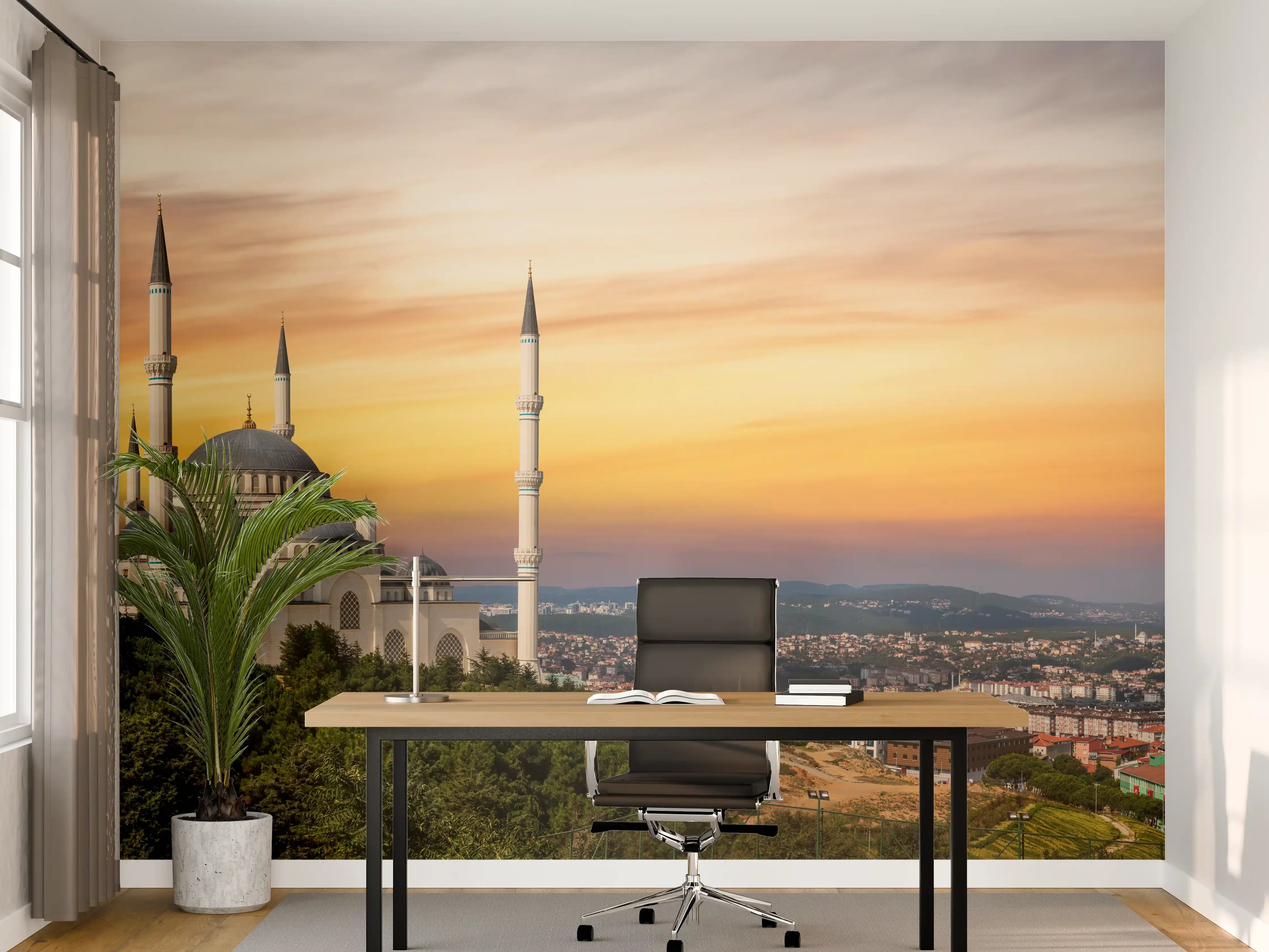 Büro Wandgestaltung - Sonnenuntergang Camlica-Moschee in Istanbul