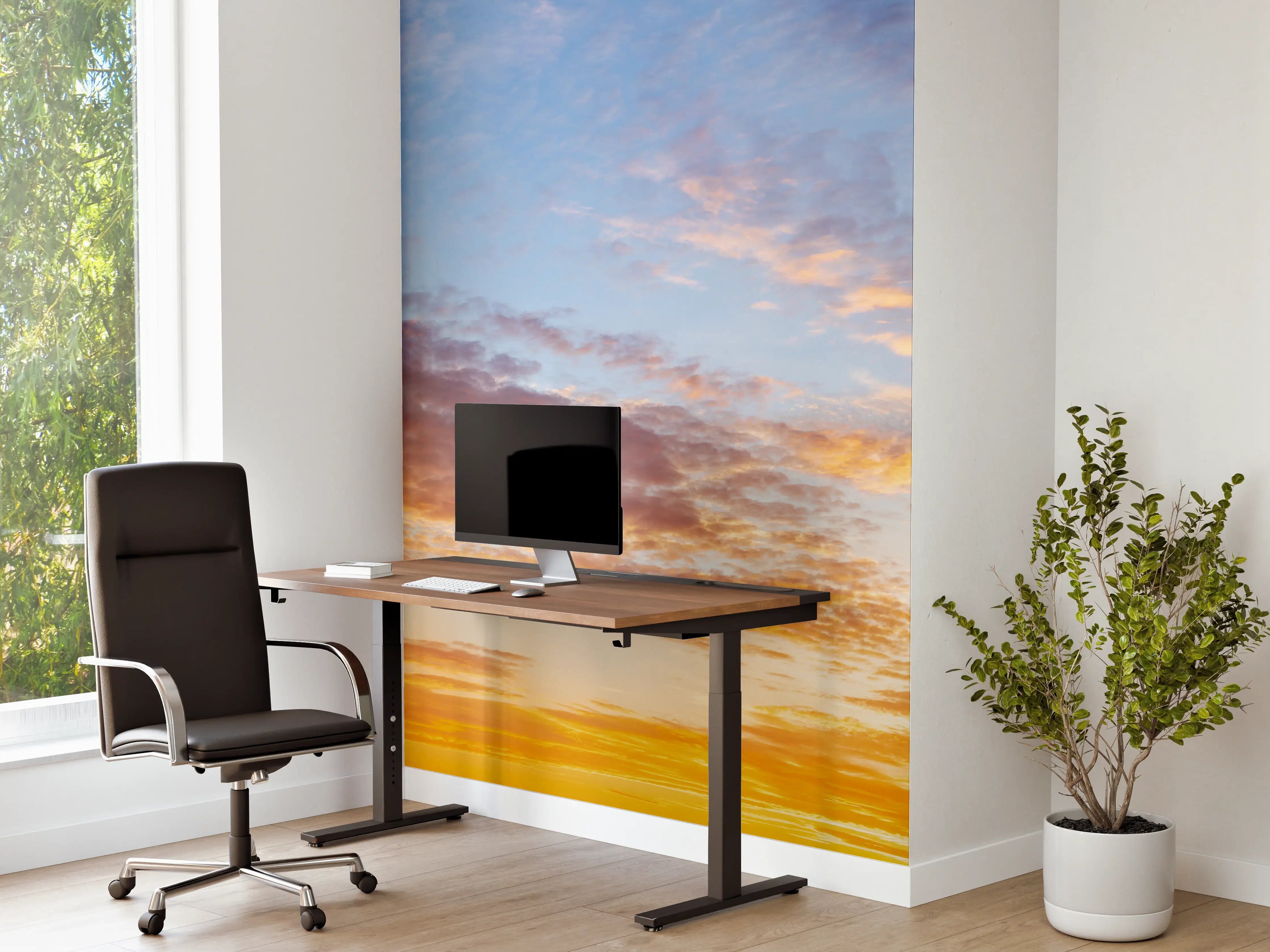 Büro Wandgestaltung - Sonnenuntergang Panorama Blau-Orange